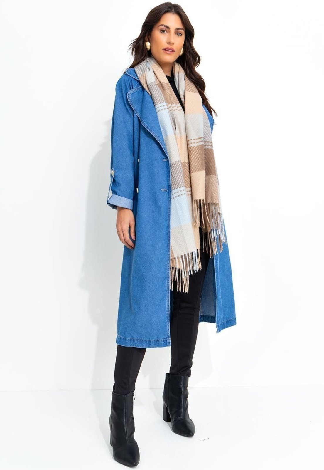 Sobretudo Em Jeans Azul Quintess