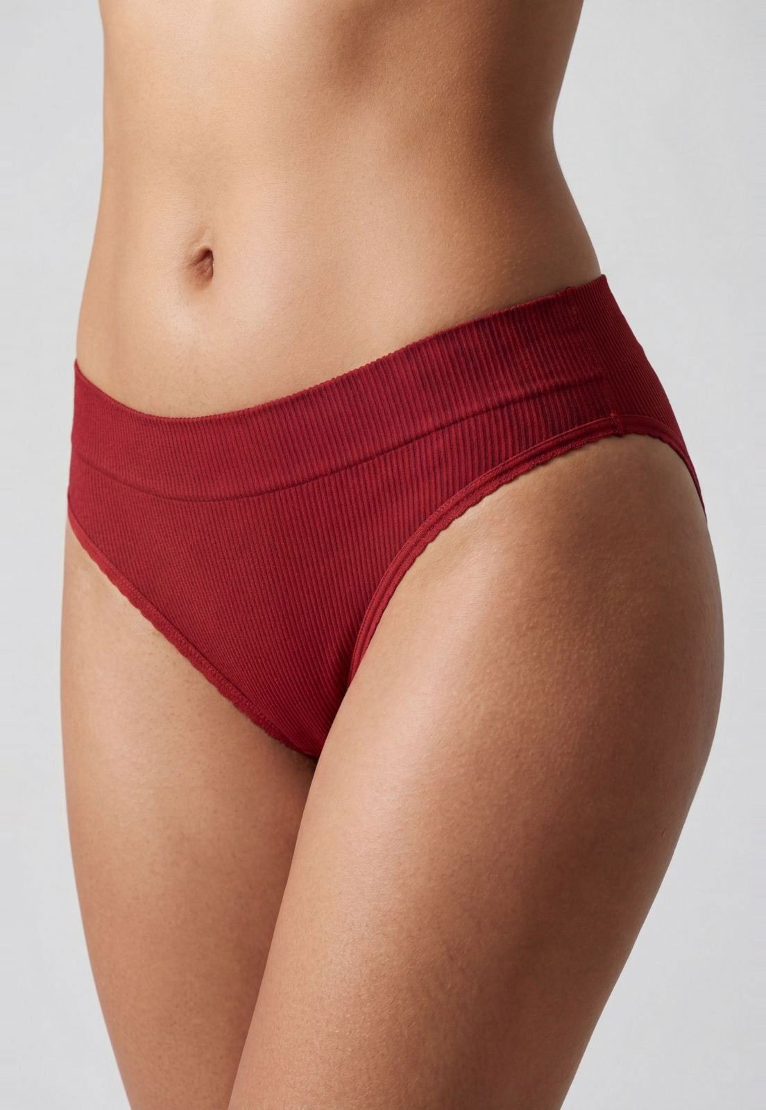 Vista 2 Calcinha Feminina Hope Biquíni Microfibra Canelada Vermelha vermelho Hope vermelho