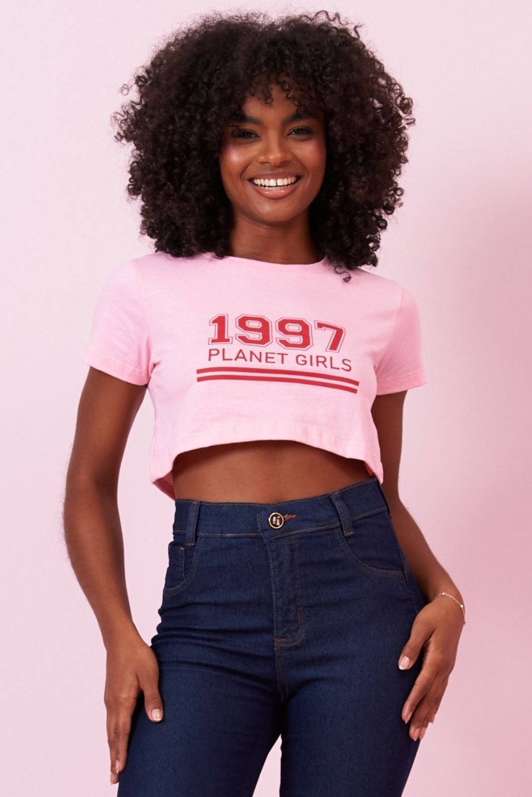 Cropped Feminino College 1997 Planet Girls Rosa Claro