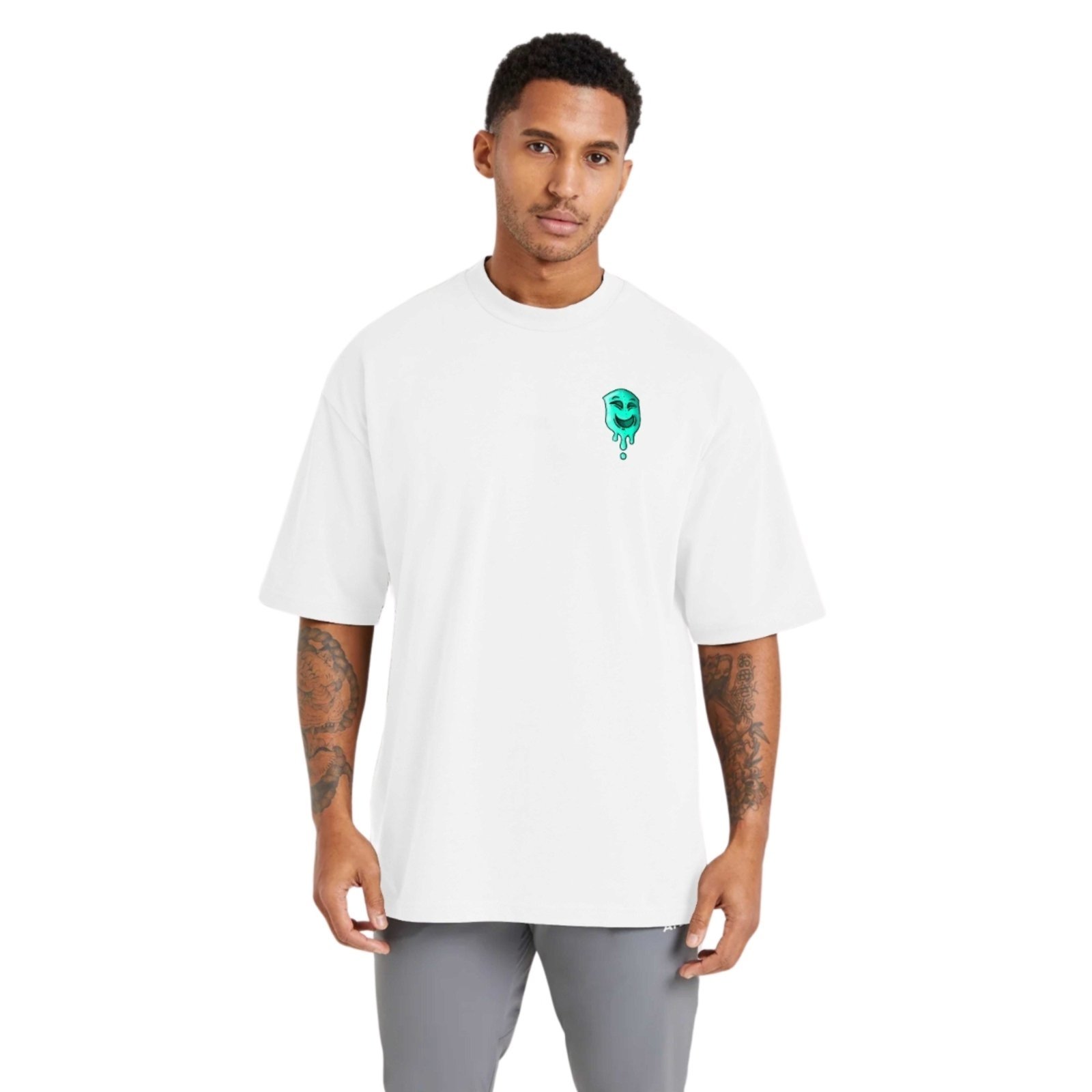 Camiseta Oversized Streetwear de Algodão Masculina Ideal para Academia e Esportes Mascara