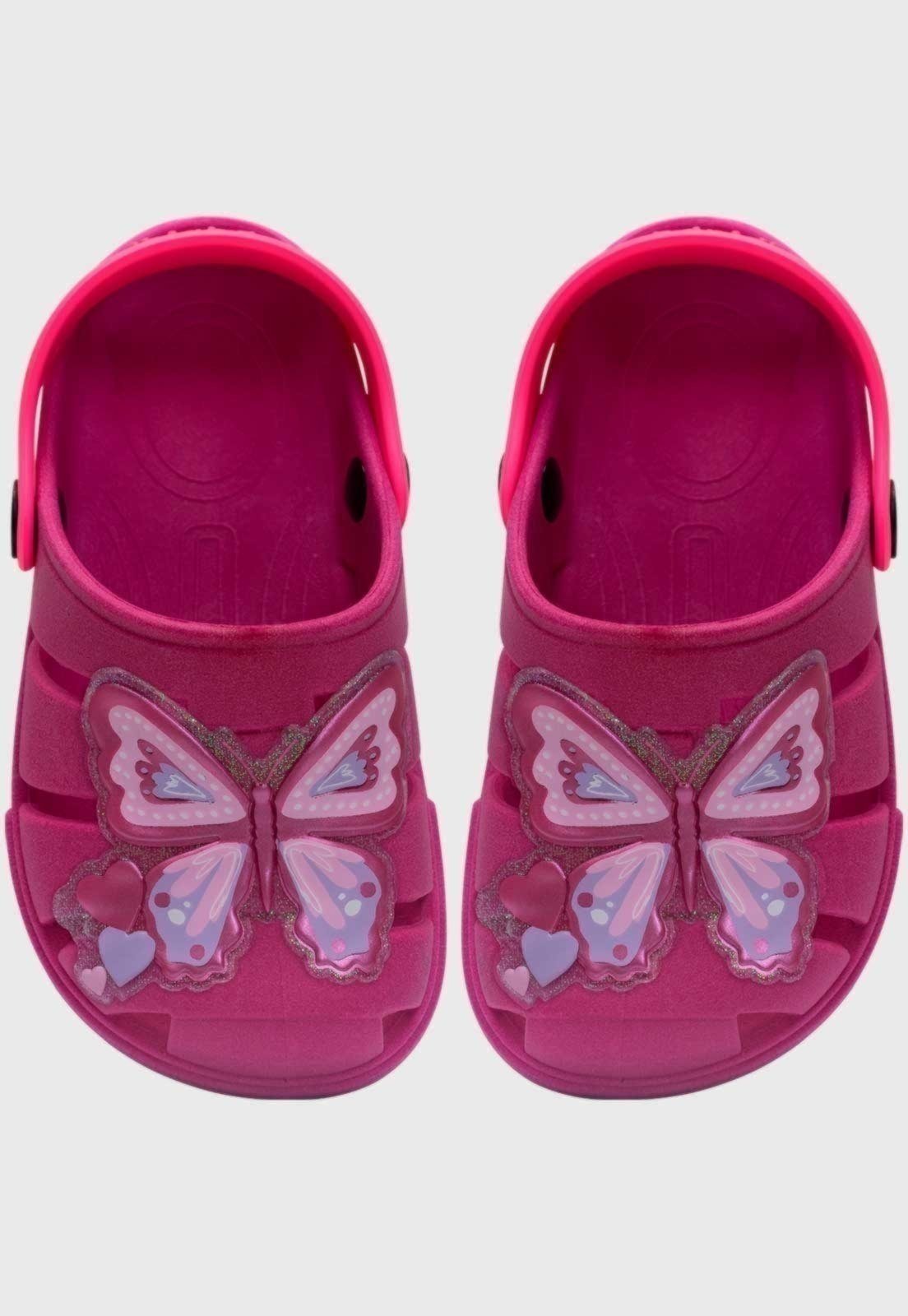 Vista 2 Infantil - Sandalia Babuche Pópidi Menina Borboleta rosa Pópidí rosa
