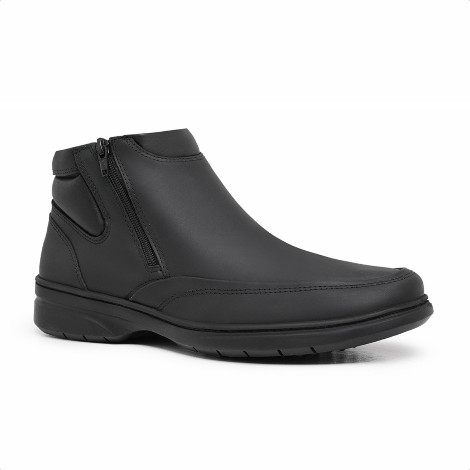 Bota Masculina Malbork em Couro Preto com Zíper e Solado Antiderrapante L44728BP