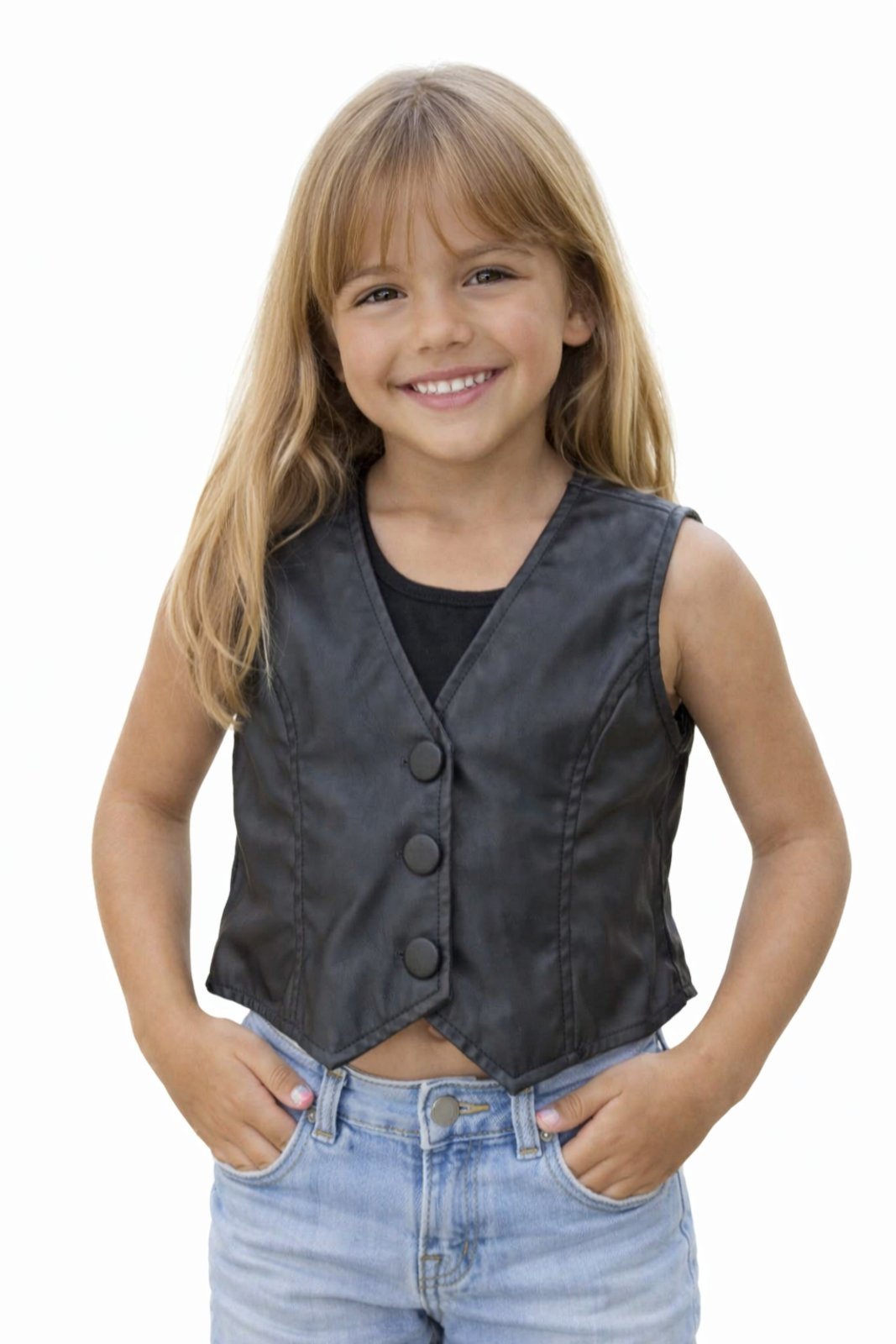 Infantil - Colete D Bell Outlet Fashion Couro Preto
