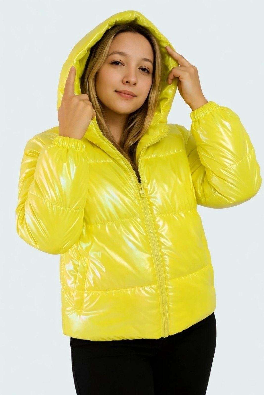 Jaqueta D Bell Outlet Fashion Bomber Metalizada Amarelo