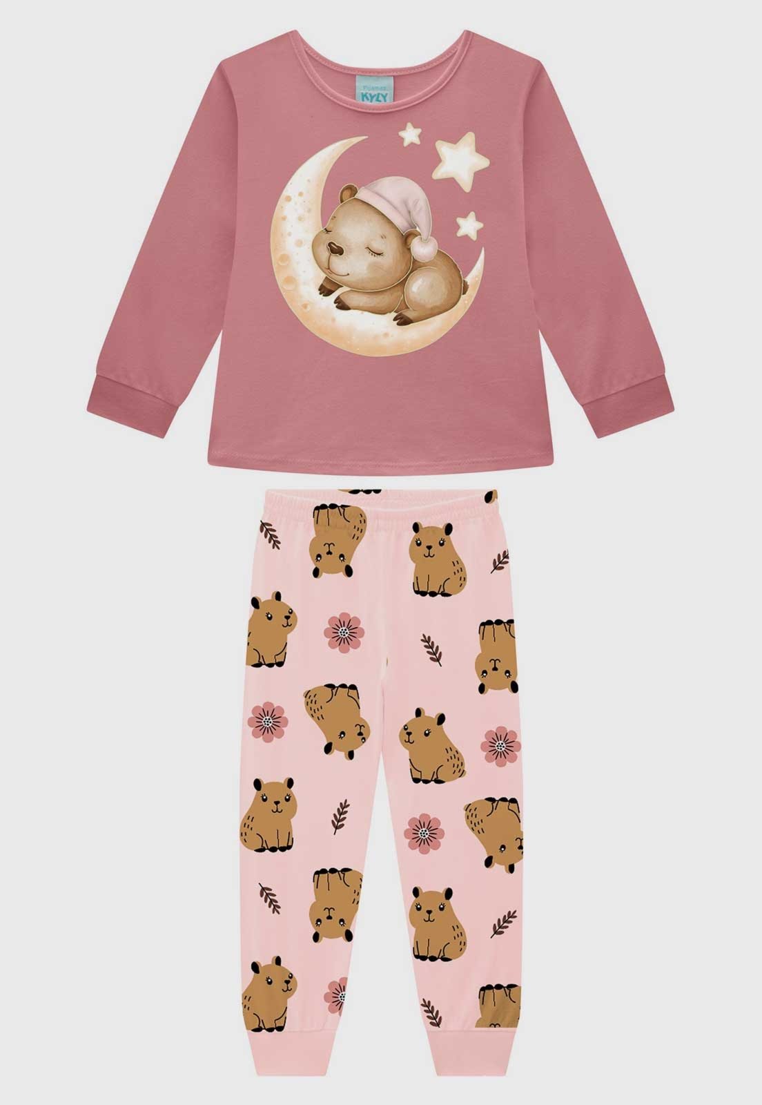 Pijama Kyly Estampa Urso Rosa