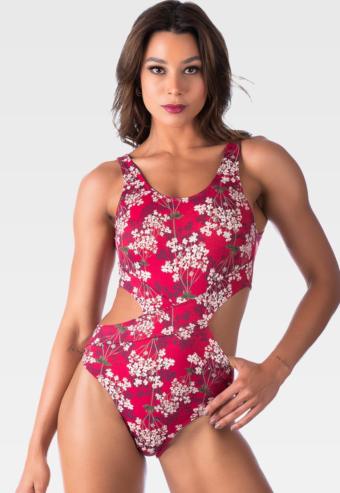 Maiô Summer Soul Engana Mamãe Com Bojo Removível Floral Vermelho