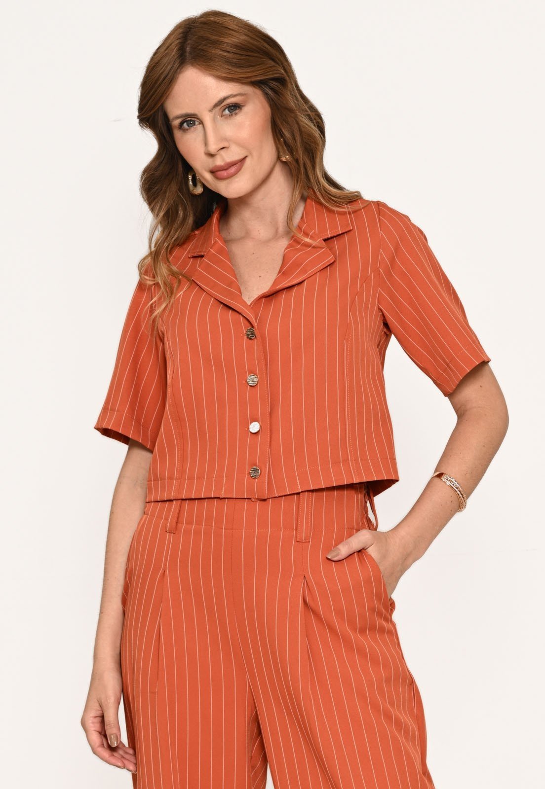 Camisa Bisô Risca de Giz Terra – Terra