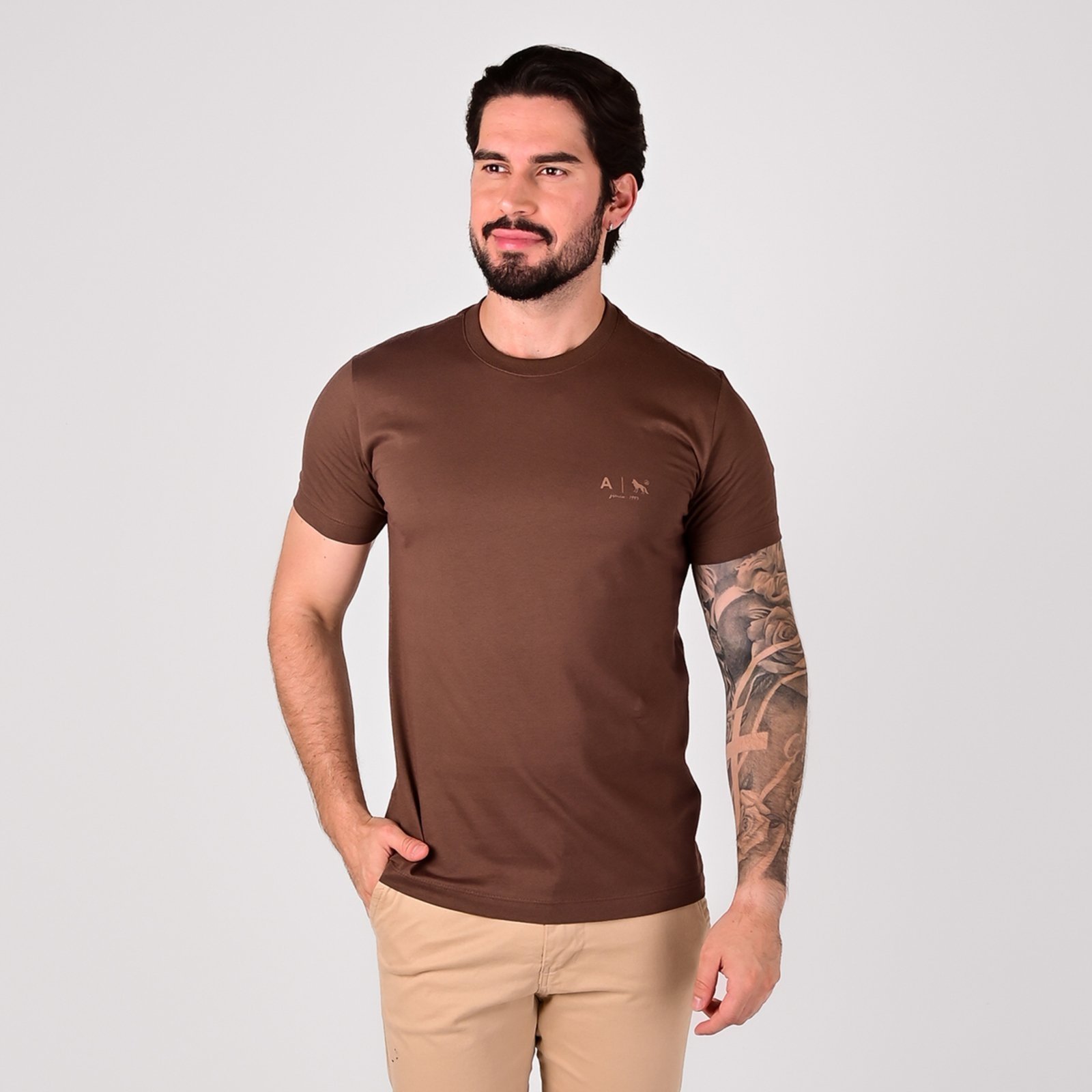 Camiseta Acostamento Basic Logo Marrom