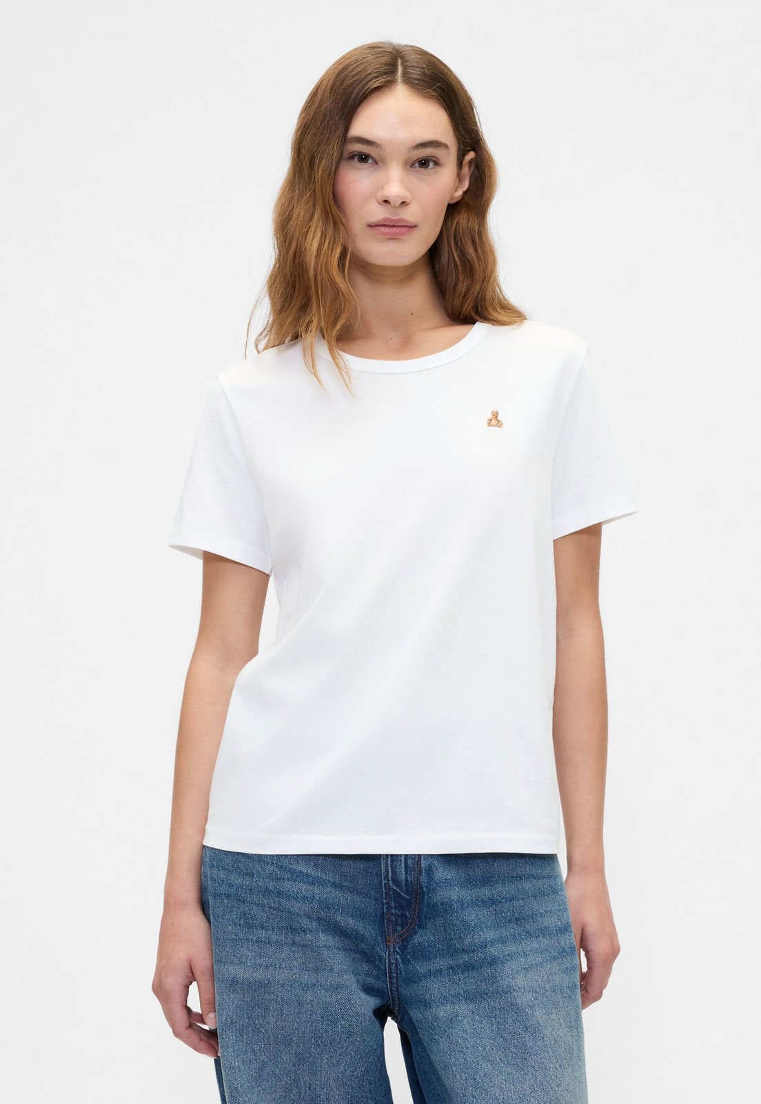 Camiseta Feminina GAP Logo Bordado Branca