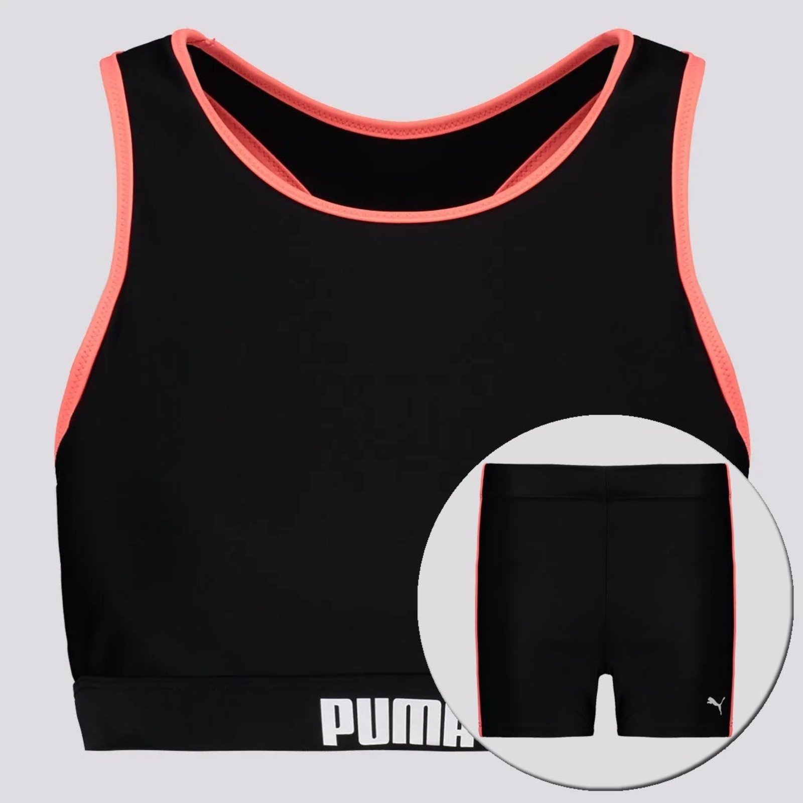 Conjunto Shorts Hotpants e Top Puma Gym Feminino Preto