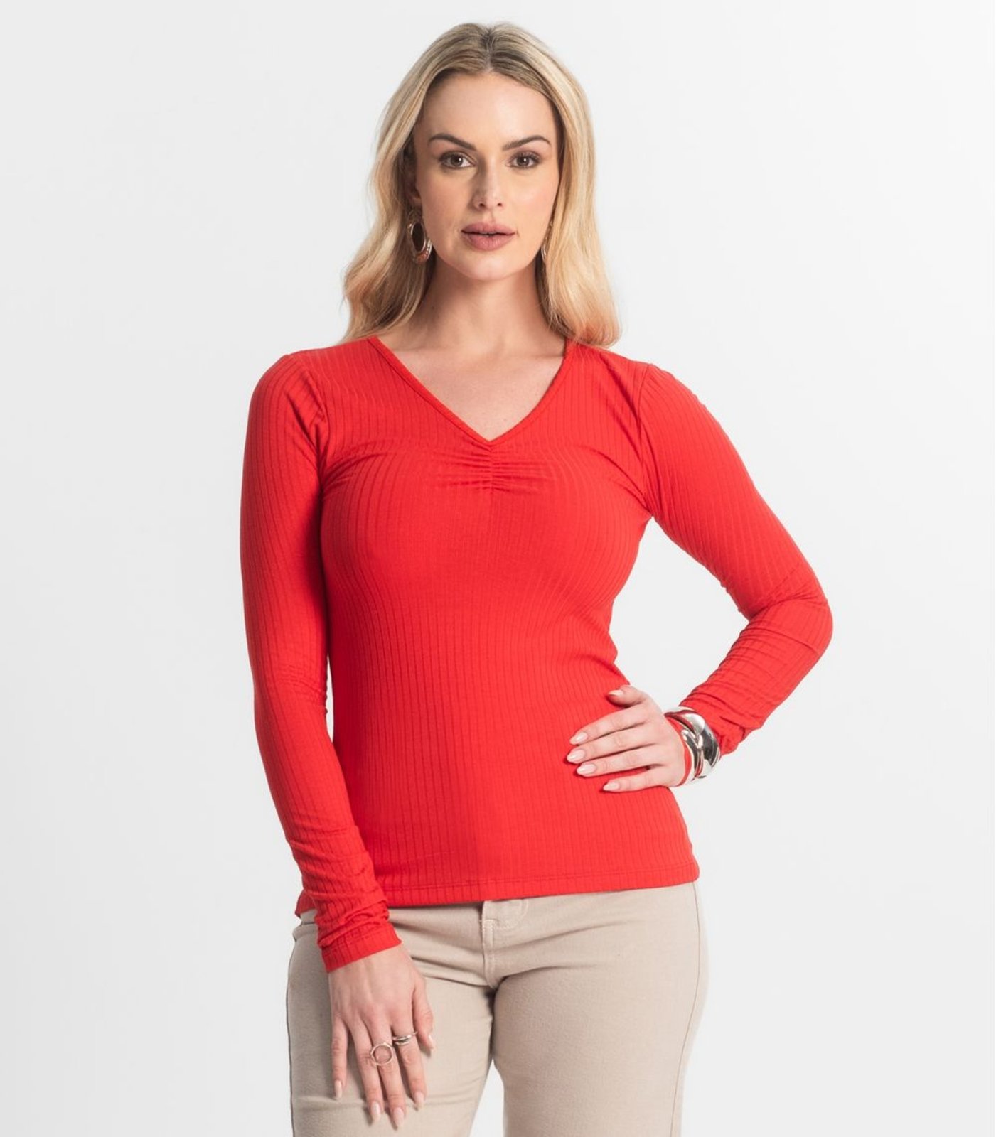 Vista 3 Blusa Feminina Canelada Select rosa Select rosa
