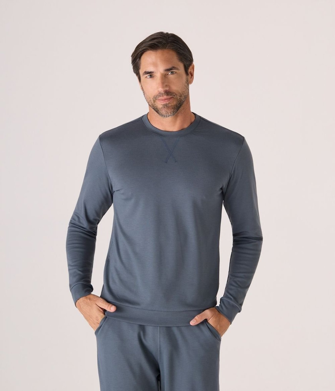 Moletom Makenji Malha Ml Gola Redonda Masculino Cinza Chumbo