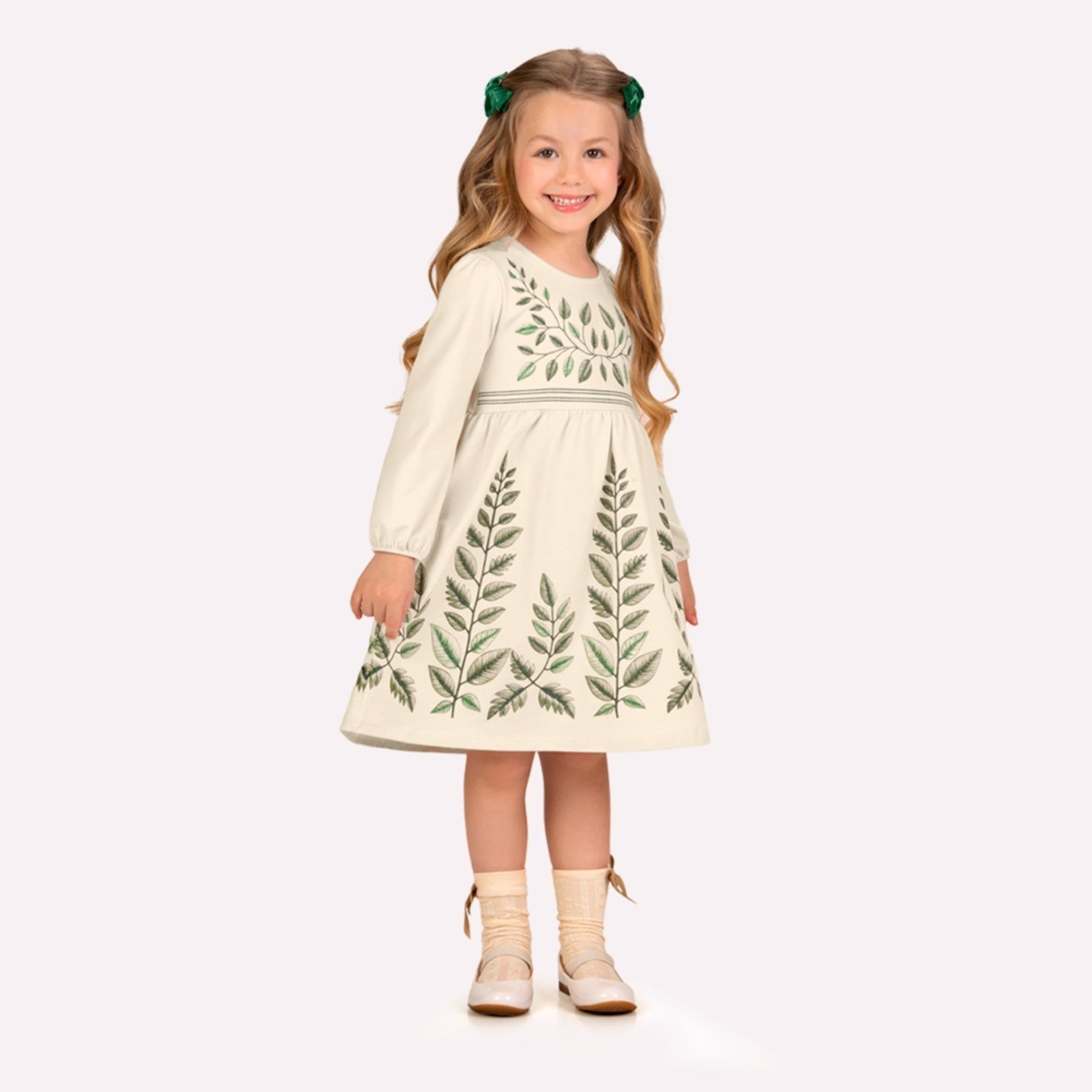 Infantil - Vestido Menina Folhagem Milon