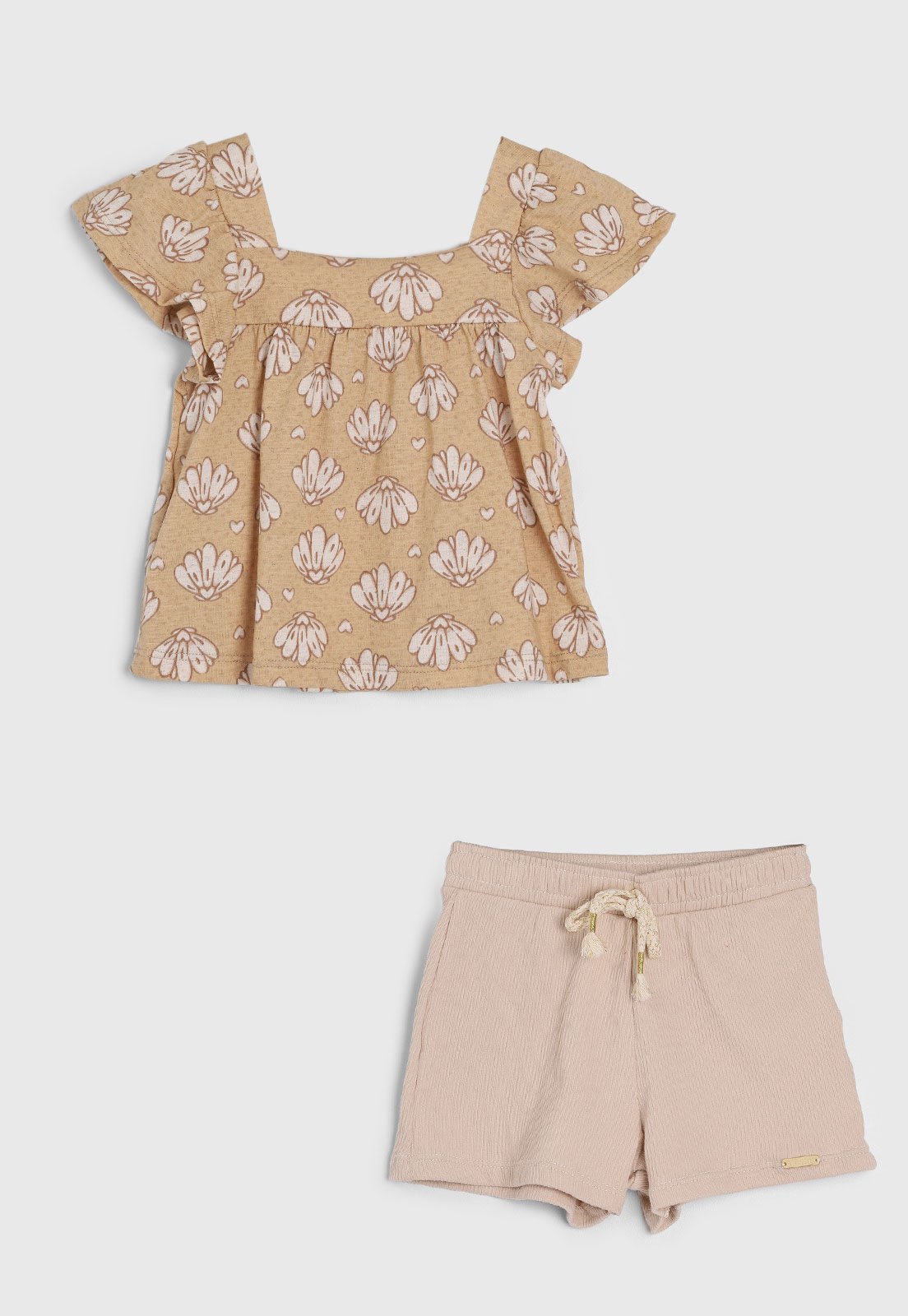 Infantil - Conjunto Colorittá Babados Floral Bege
