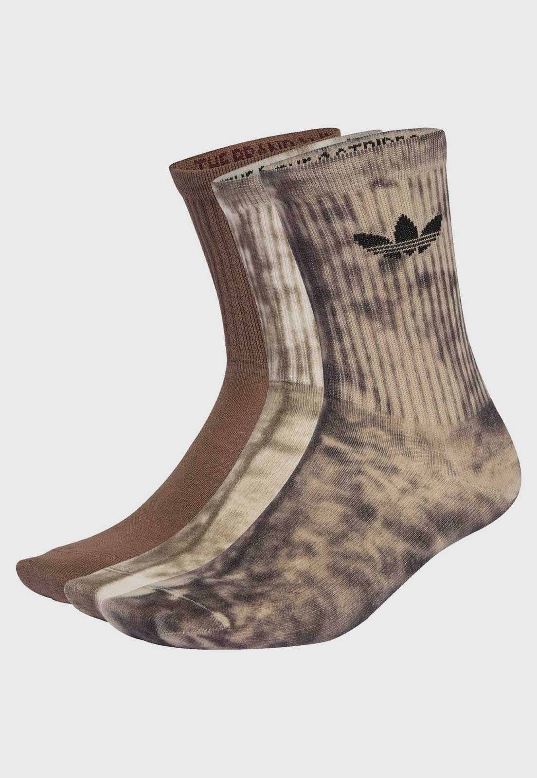 Vista 2 Kit 3 pares de Meia Unissex adidas Originals Tie Dye Cano édio marrom adidas Originals marrom