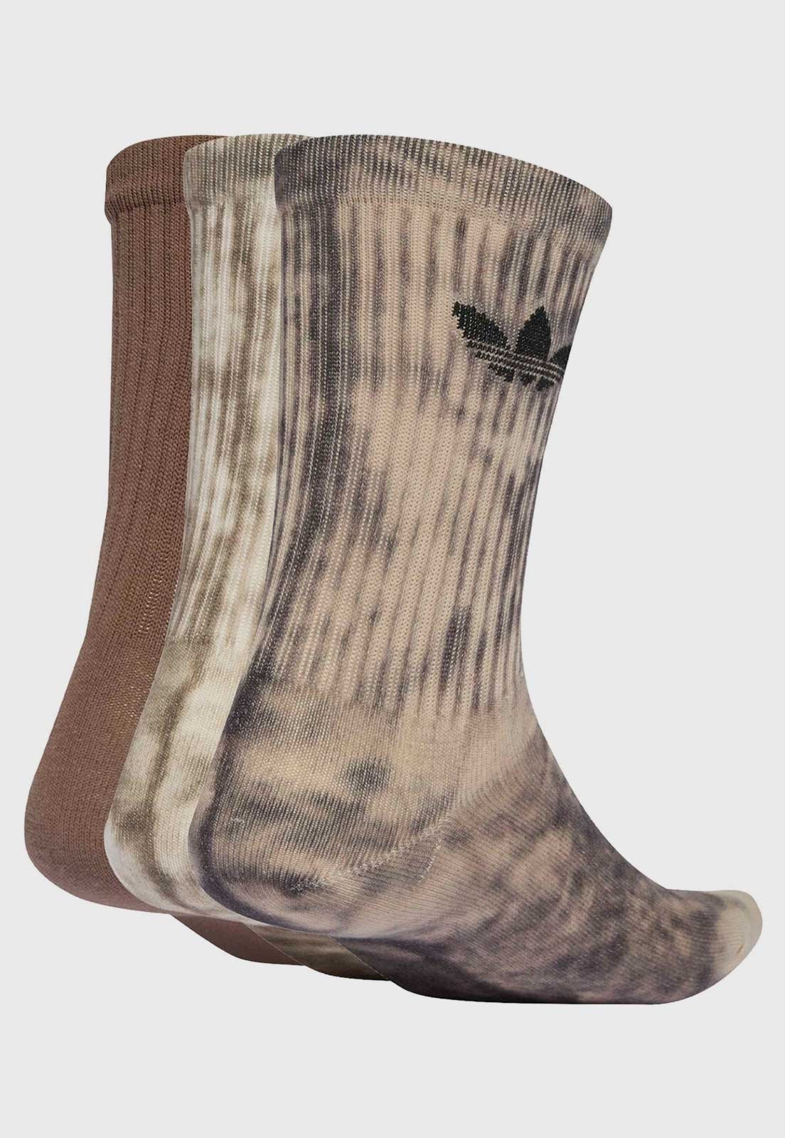Vista 3 Kit 3 pares de Meia Unissex adidas Originals Tie Dye Cano édio marrom adidas Originals marrom