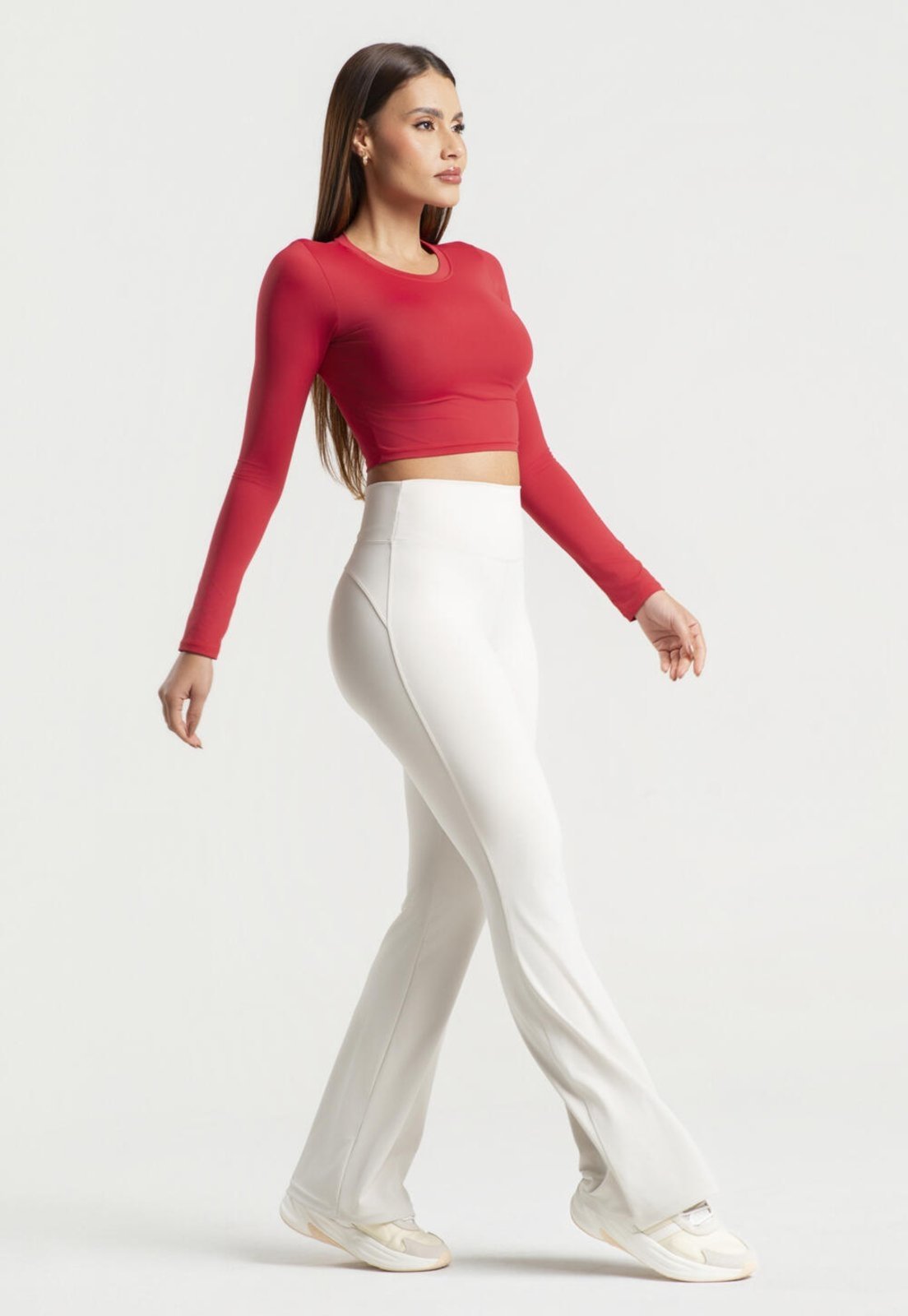 Cropped Básico Manga Longa Decote Redondo Vermelho Grená Wemood Tp015-015 Vermelho