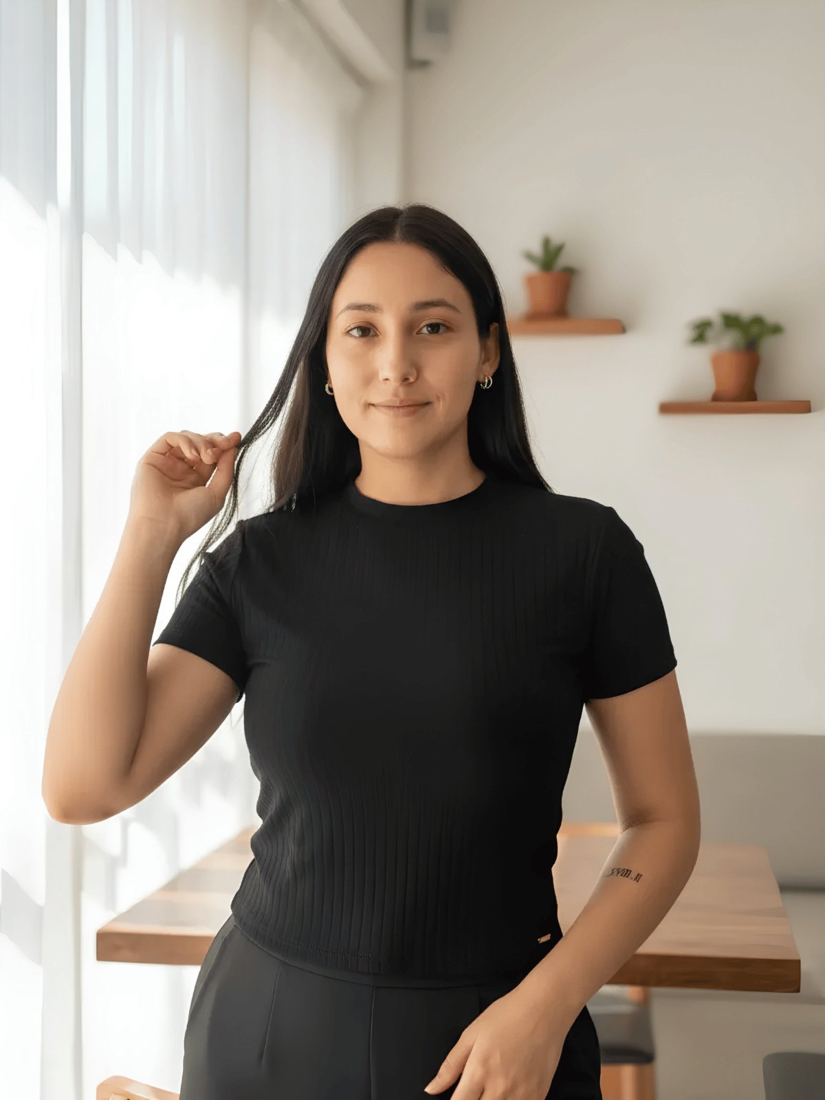Blusa Cropped Básica Canelada Lunender