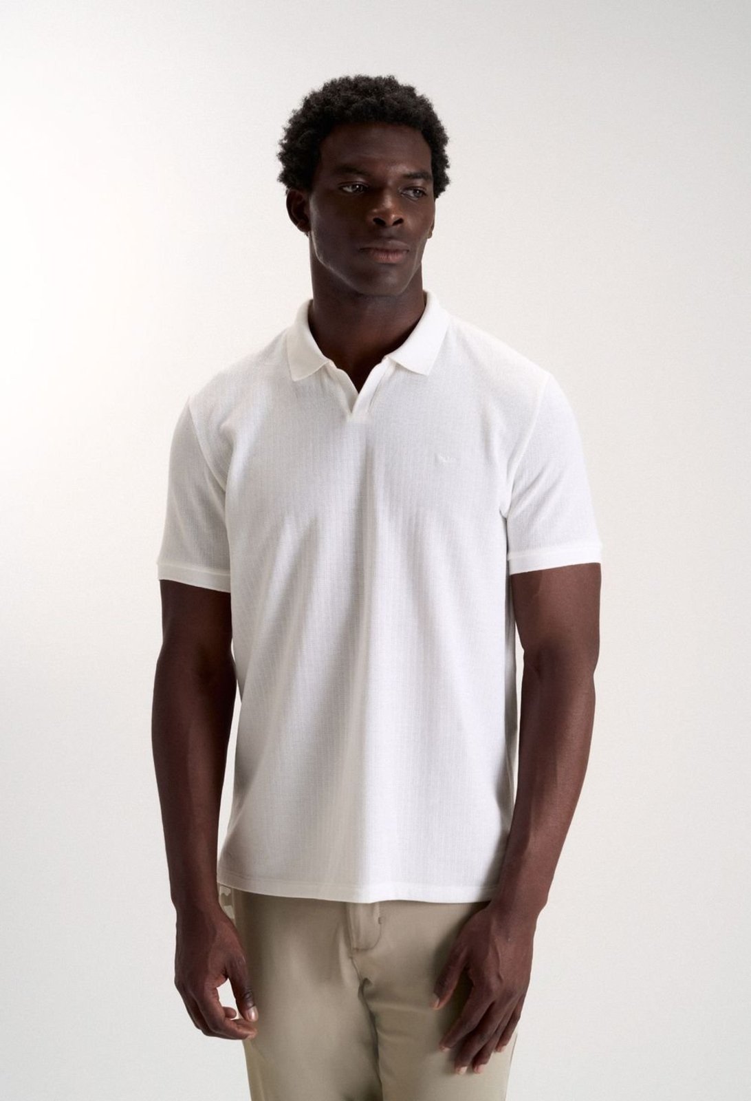 POLO DOCTHOS SLIM MANGA CURTA MALHA TRICOT 115 Off White Eg