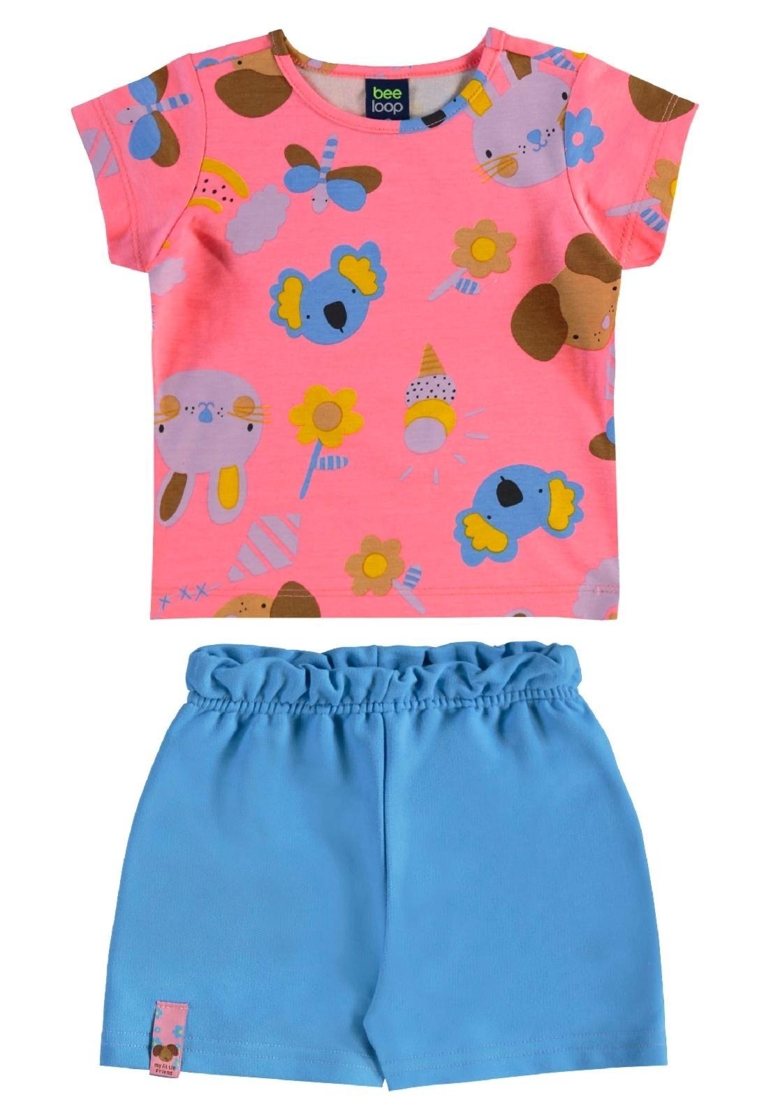 Infantil - Conjunto Blusa e Short Bee Loop Rosa