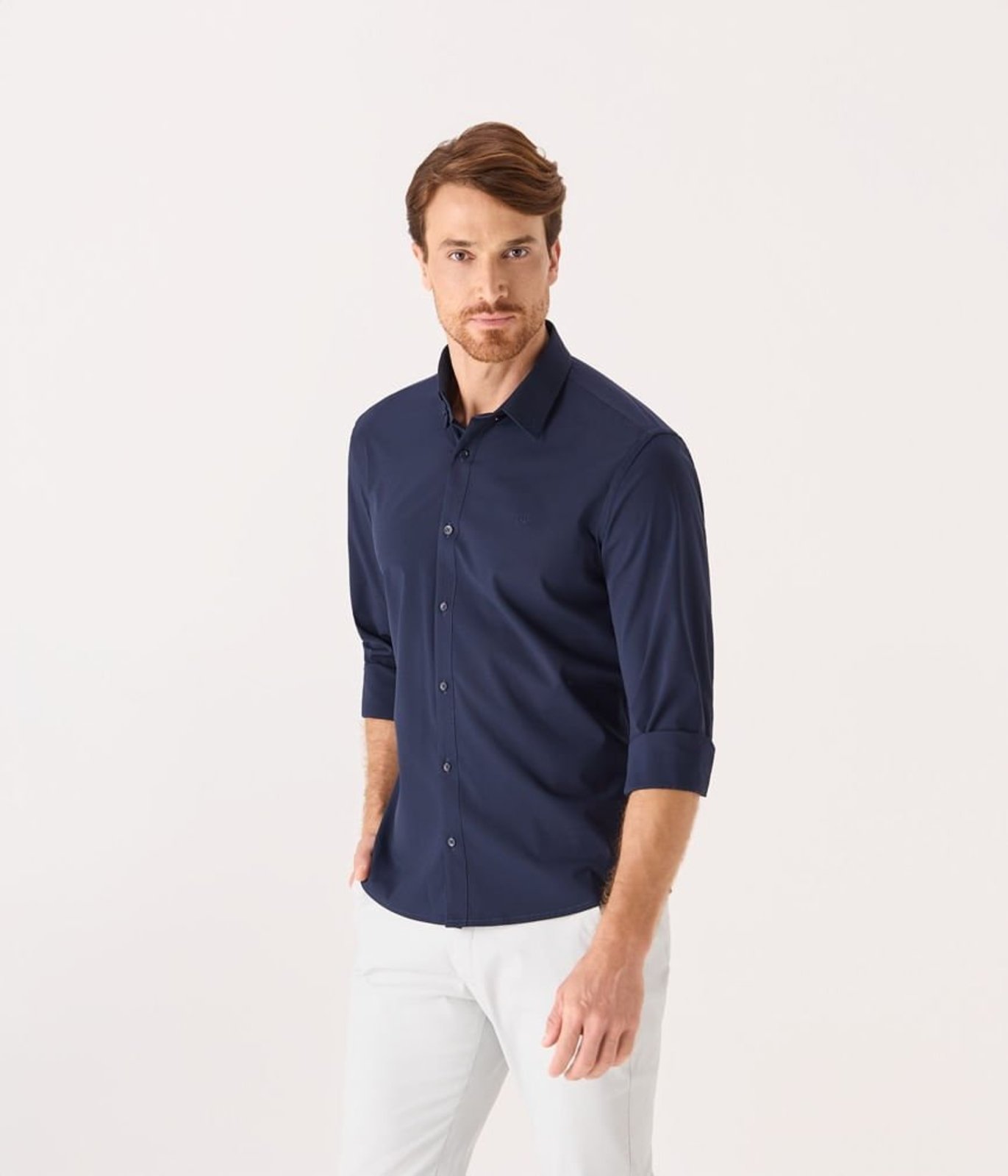 Camisa Makenji Bamboo Business Com Button Down Masculina Azul Noite