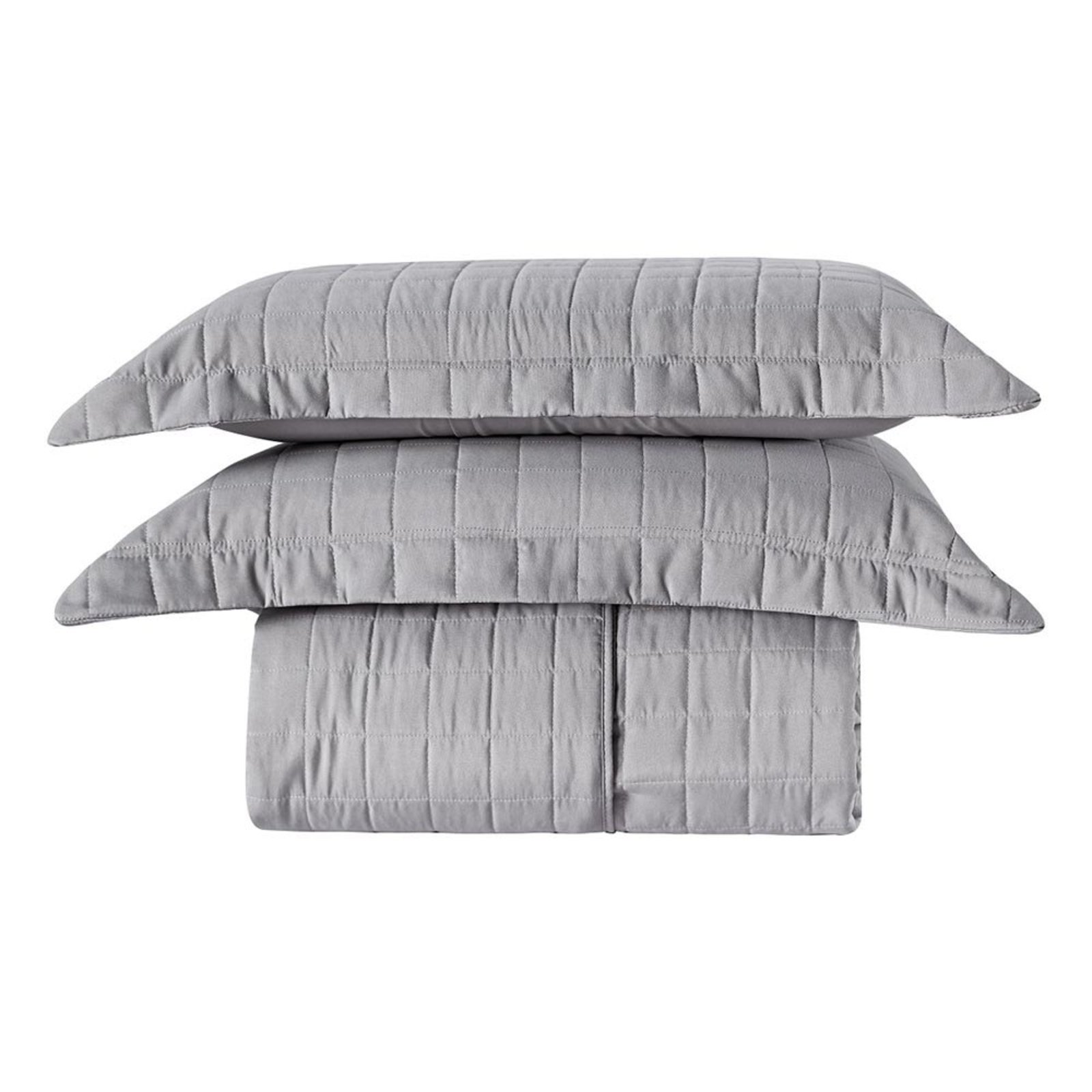 Kit Cobre Leito Milano Casal Micropercal 300 Fios Matelado Colcha 3 Peças Cinza
