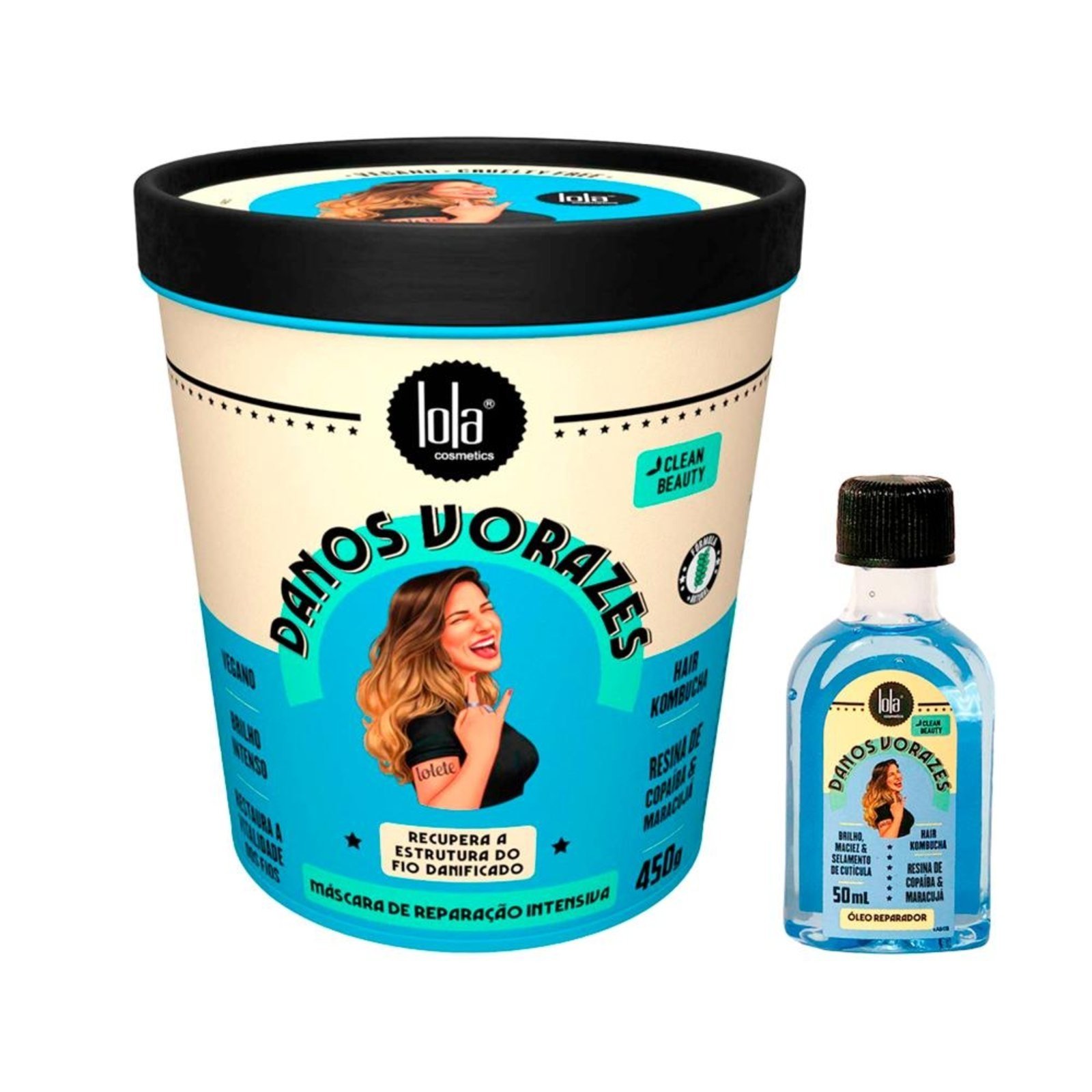 Vista 2 Kit Lola From Rio Danos Vorazes - Óleo 50ml + Máscara 450g incolor Lola From Rio incolor