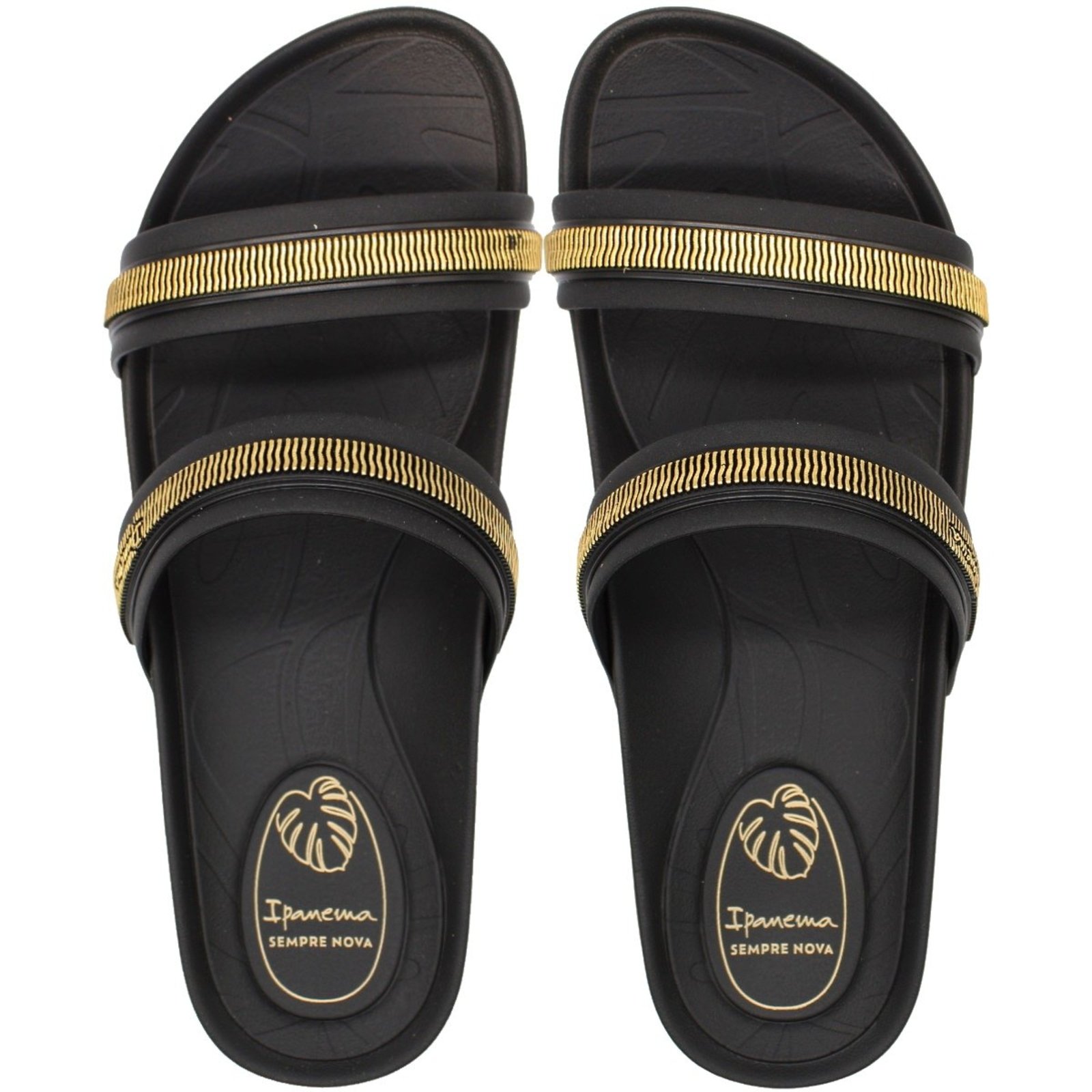 Tamanco Slide Rasteiro Ipanema Shine Trendy Tiras Duplas Feminino