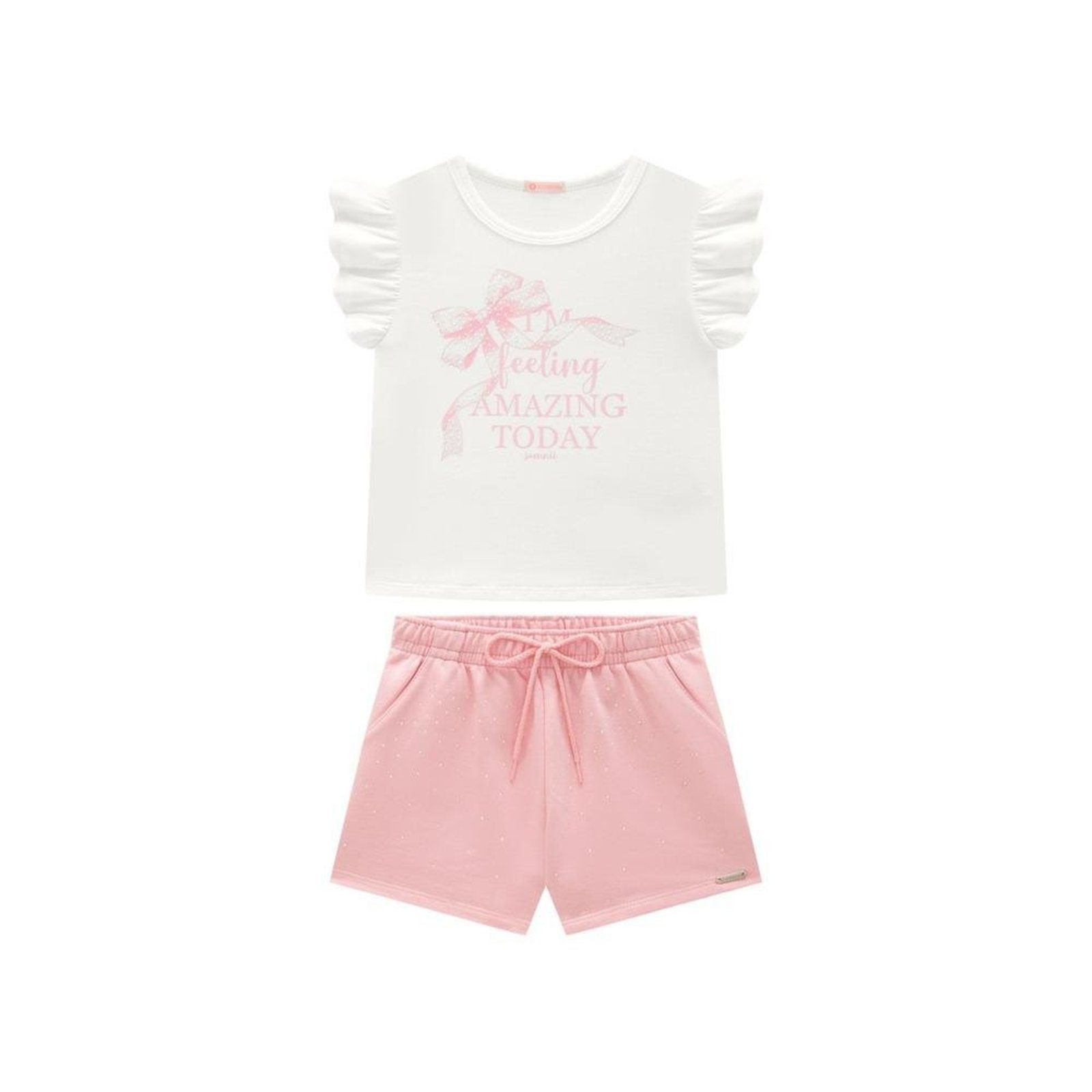 Infantil - Conjunto Feminino Blusa e Short em Moletinho Somnii 4 Amarelo