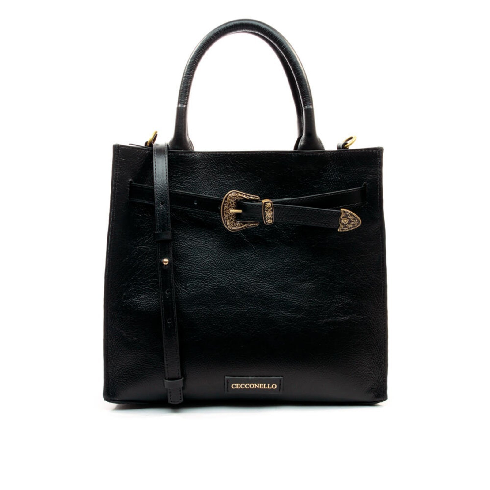 Vista 2 Bolsa Leona Couro Cecconello C2918-4 preto preto