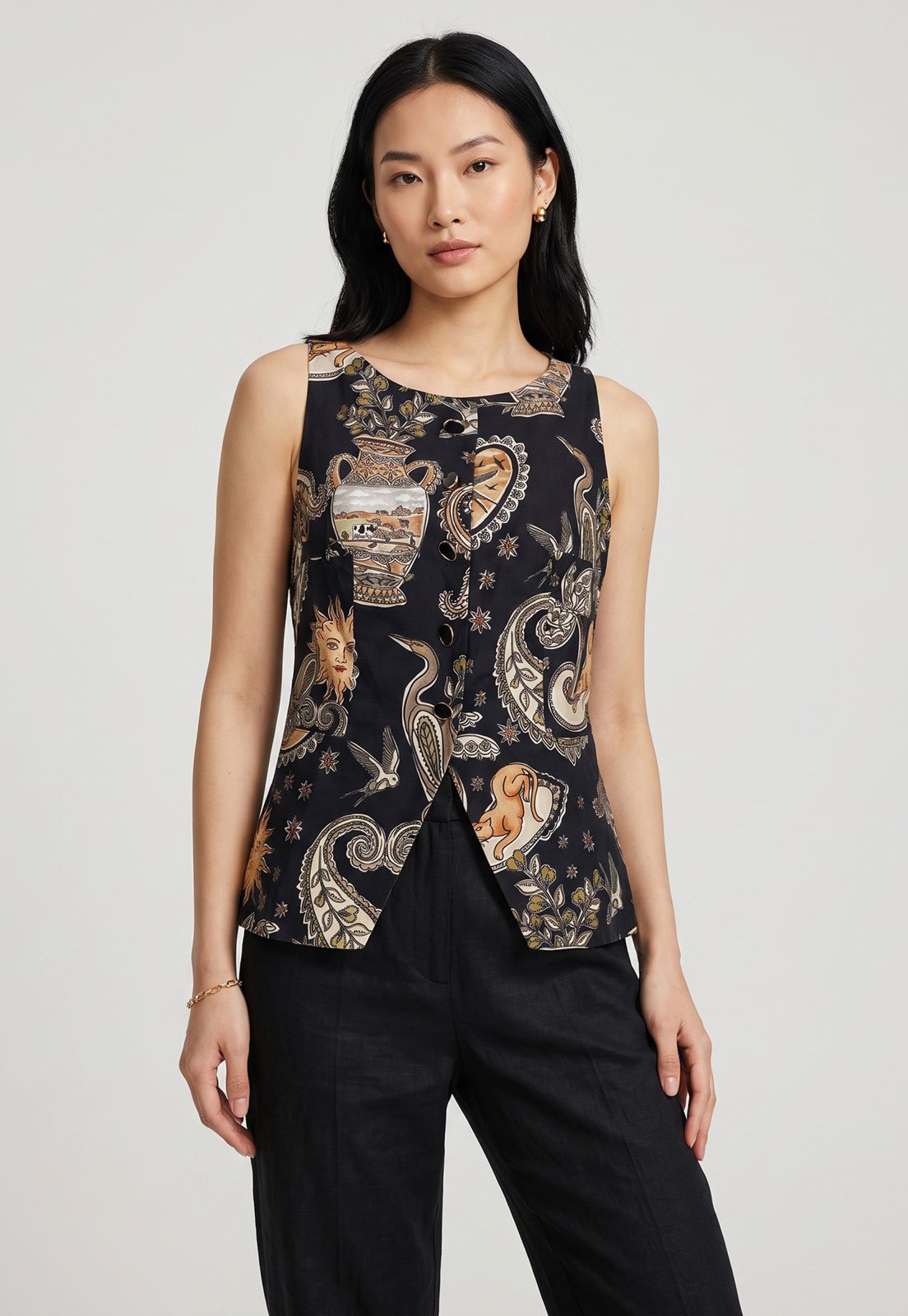 Blusa Feminina FARM Estampada Preta