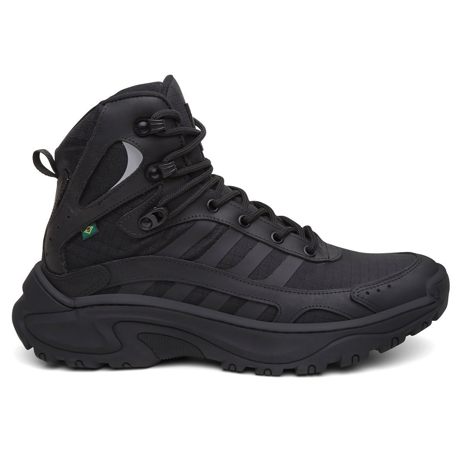 Bota Adventure Montanhismo Couro Tecnológico Nylon TPU Sola Borracha Preto