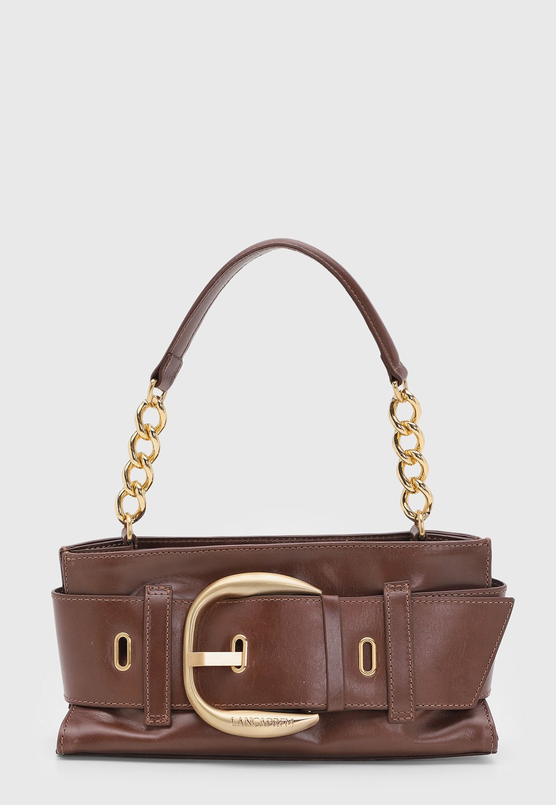 Bolsa Feminina Lança Perfume Fivela Dourada Marrom