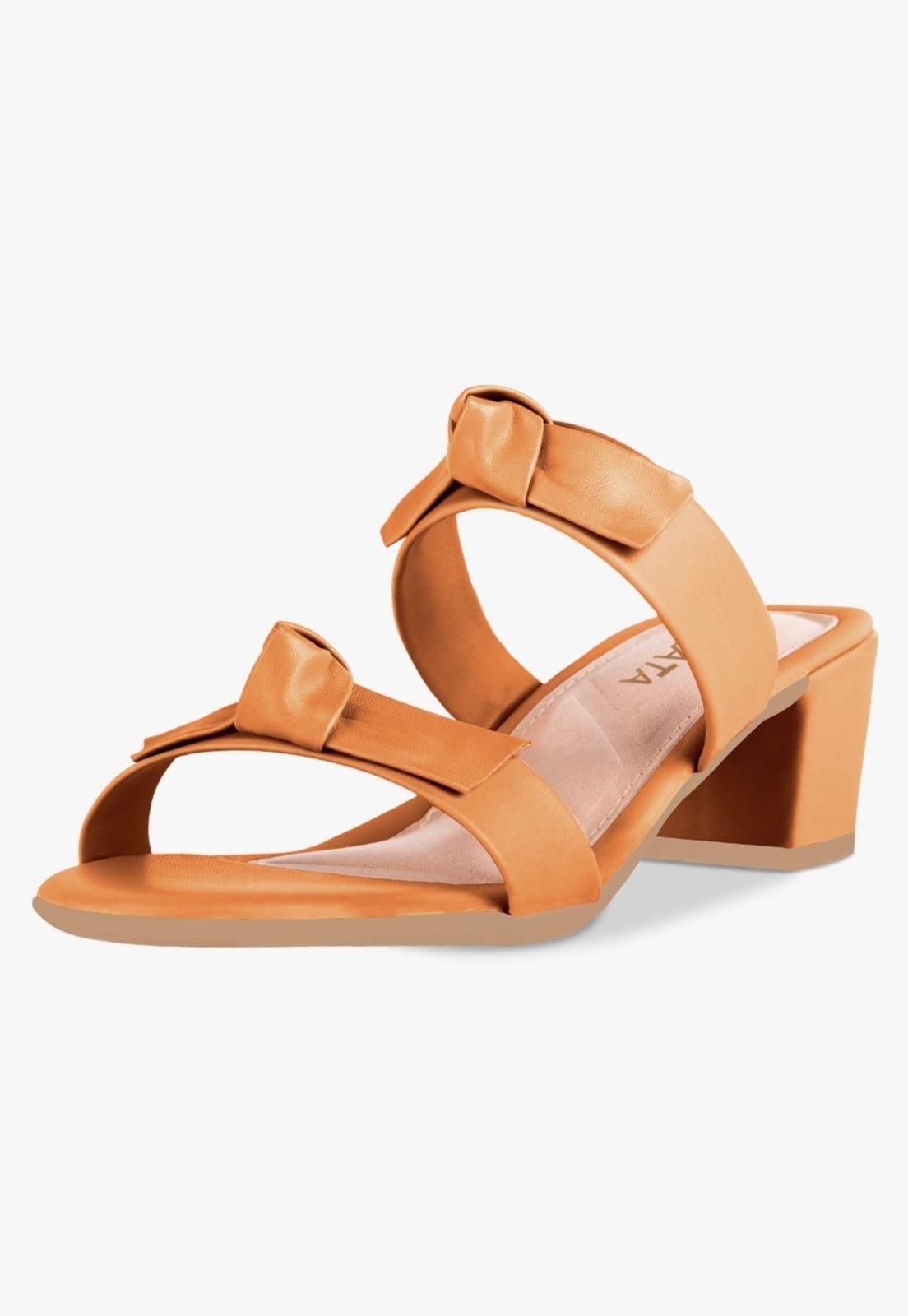 Tamanco Feminino Takata Salto Bloco Baixo Sandália Mule Laço Caramelo