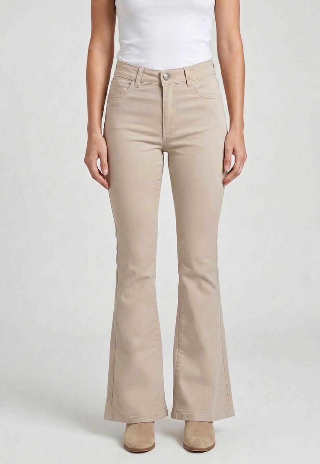 Calça Sarja Feminina Sawary Bootcut Bege