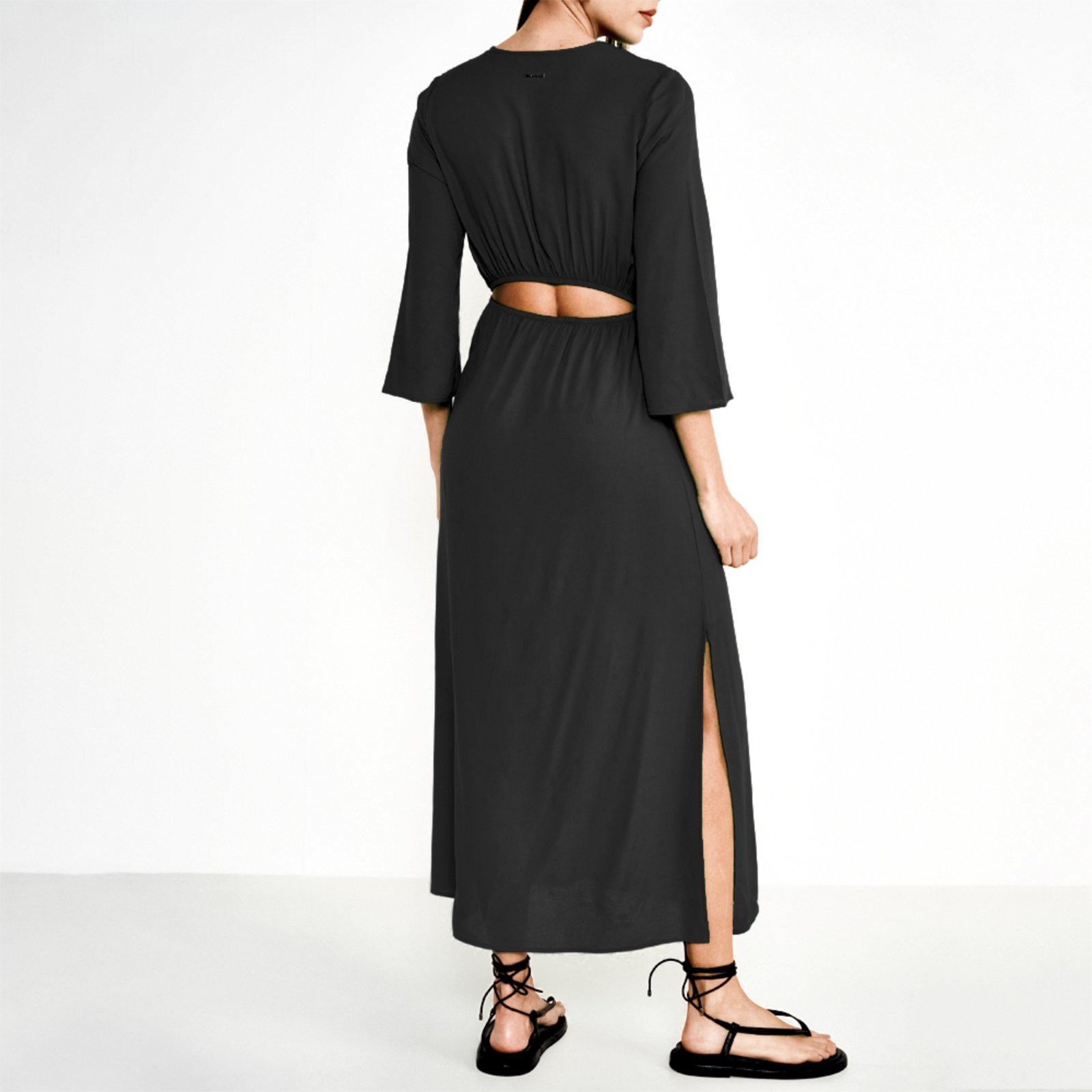 Vista 3 Vestido Midi Colcci Recorte Fenda Ou25 Feminino preto Colcci preto