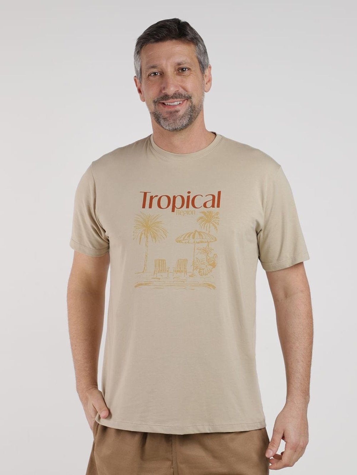 Camiseta Algodão Peruano Eletrón Masculina BEGE