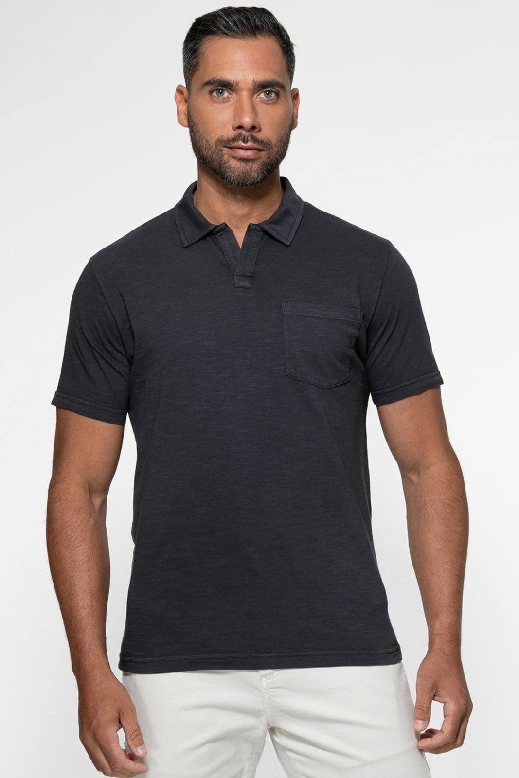 Camisa Polo Guess Flamê Bolso Preto