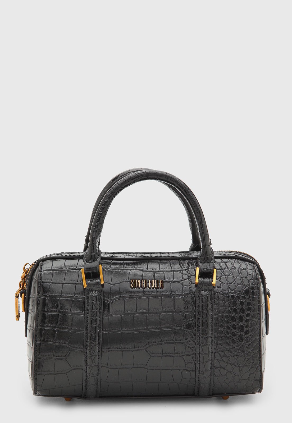 Bolsa Feminina Santa Lolla Textura Croco Preta