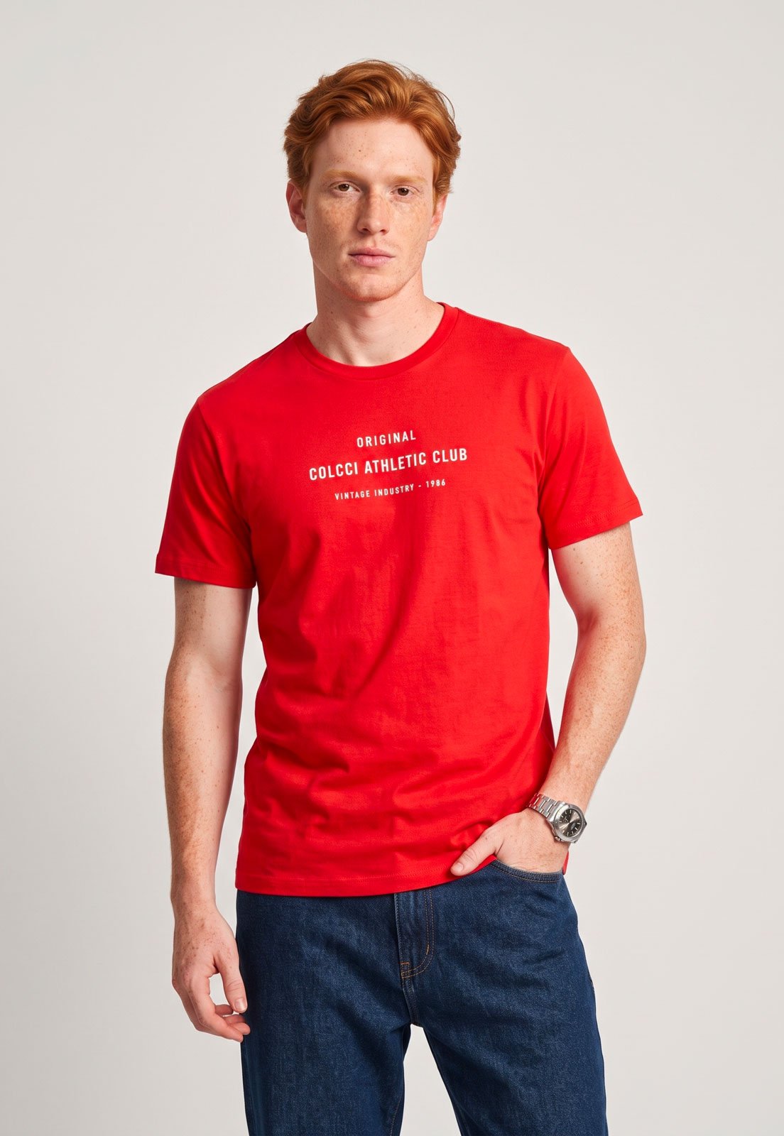 Camiseta Masculina Colcci Estampa Athletic Club Vermelha