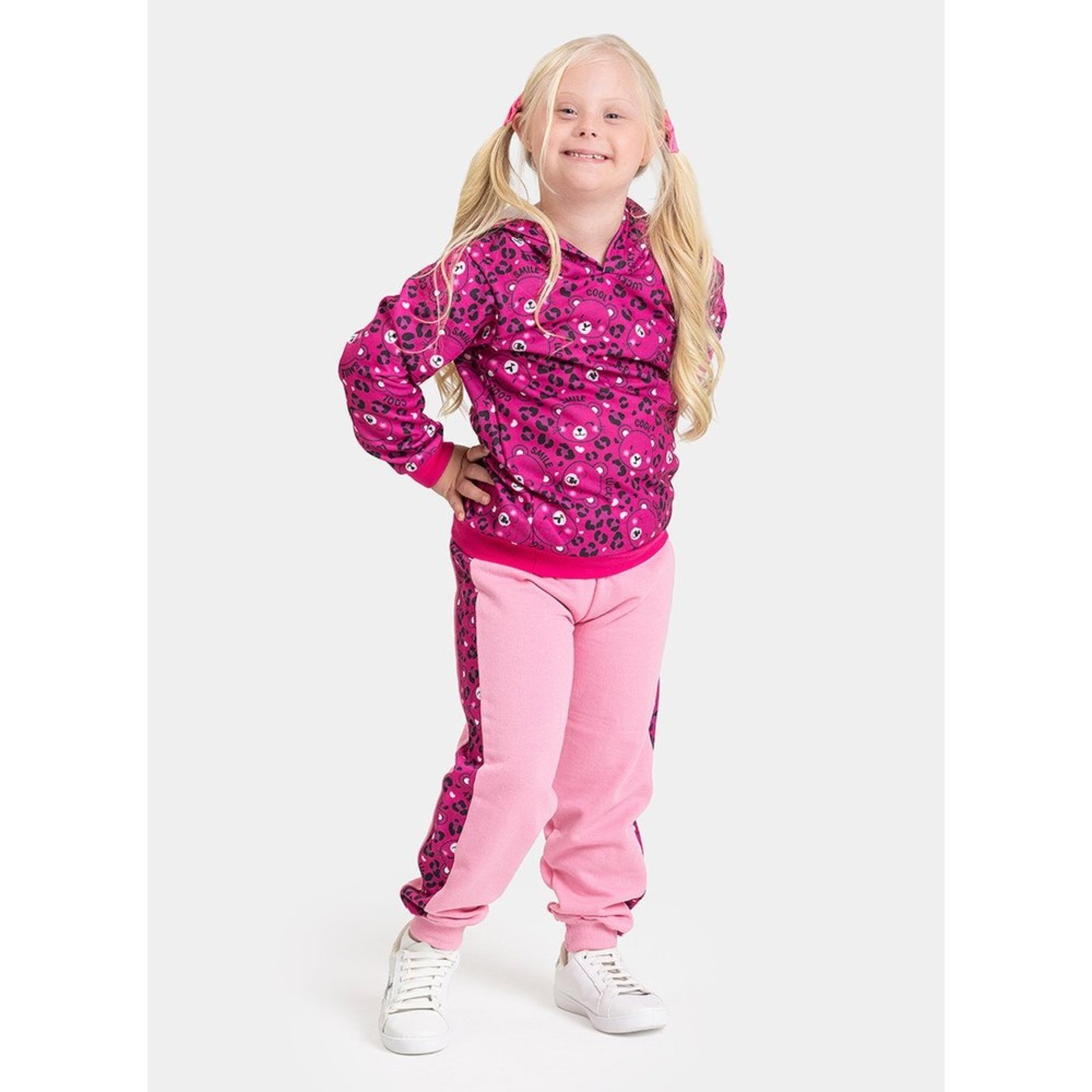 Infantil - Conjunto Inverno Menina Pink Blusão com Capuz e Calça em Moletom Ursinhas