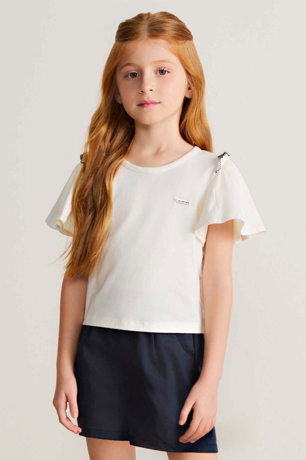 Infantil - Conjunto Menina Ombro Franzido Colorittá Bege