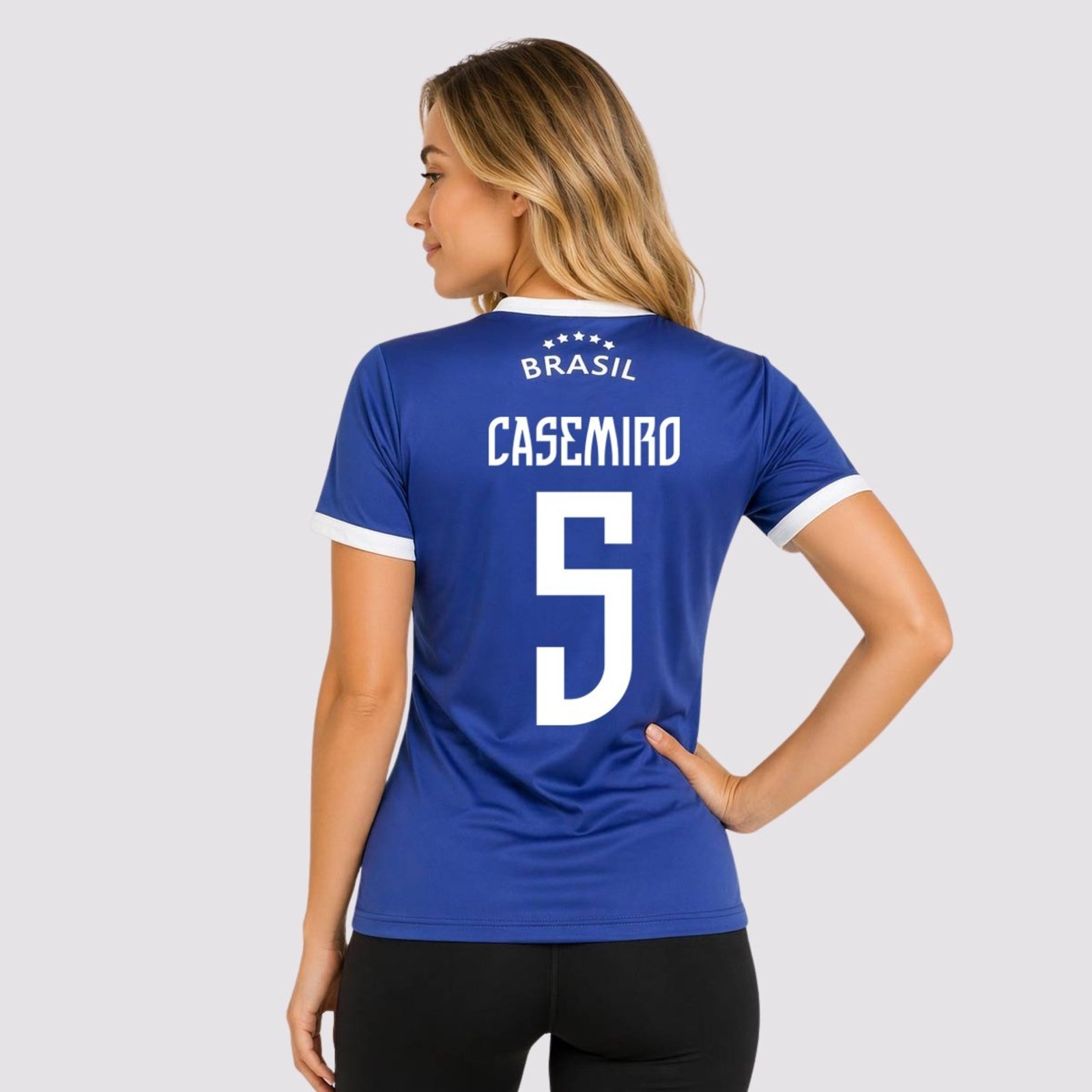 Camisa Brasil Canarinho Feminina Azul 5 Casemiro