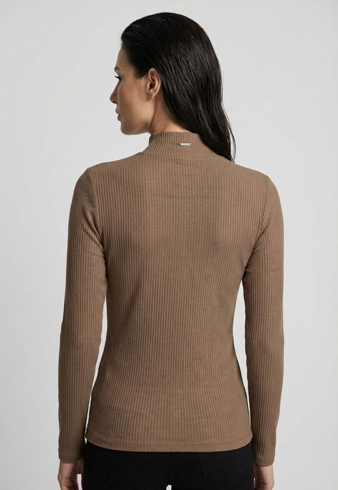 Vista 3 Blusa Feminino Lez a Lez Malha Canelada Sevilha marrom Lez a Lez marrom