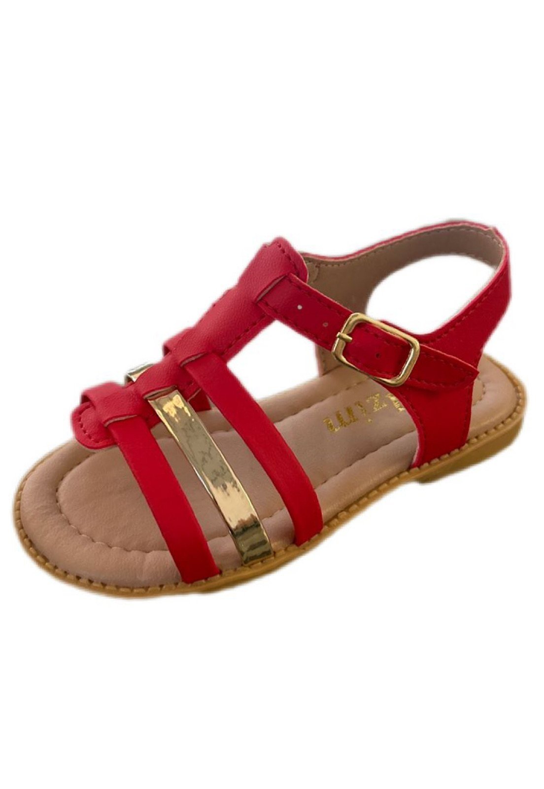 Infantil – Sandália menina de tiras Solzim Vermelha e dourado