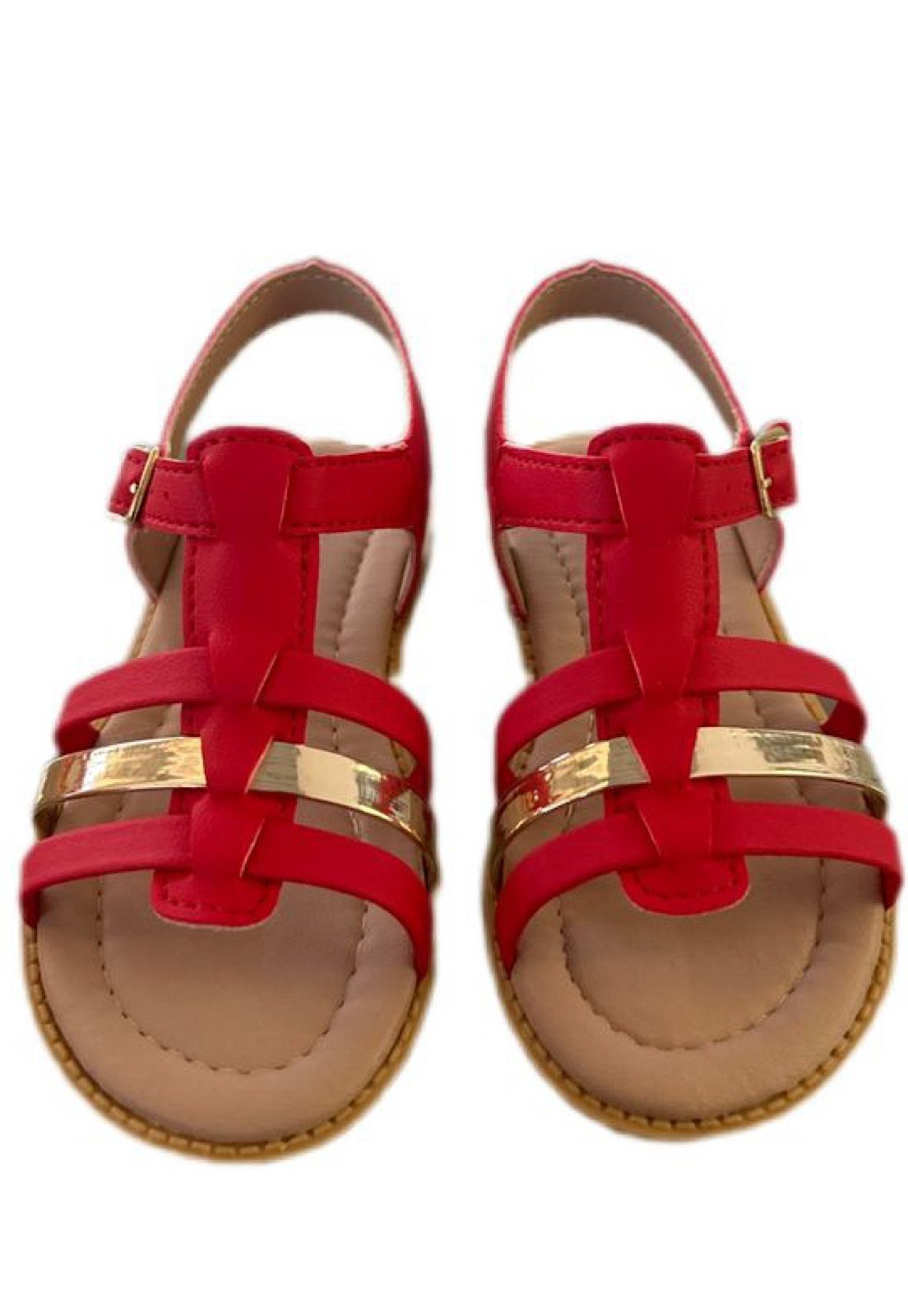 Vista 3 Infantil - Sandália menina de tiras Solzim Vermelha e SOLZIM CALÇADOS dourado/vermelho SOLZIM CALÇADOS dourado/vermelho