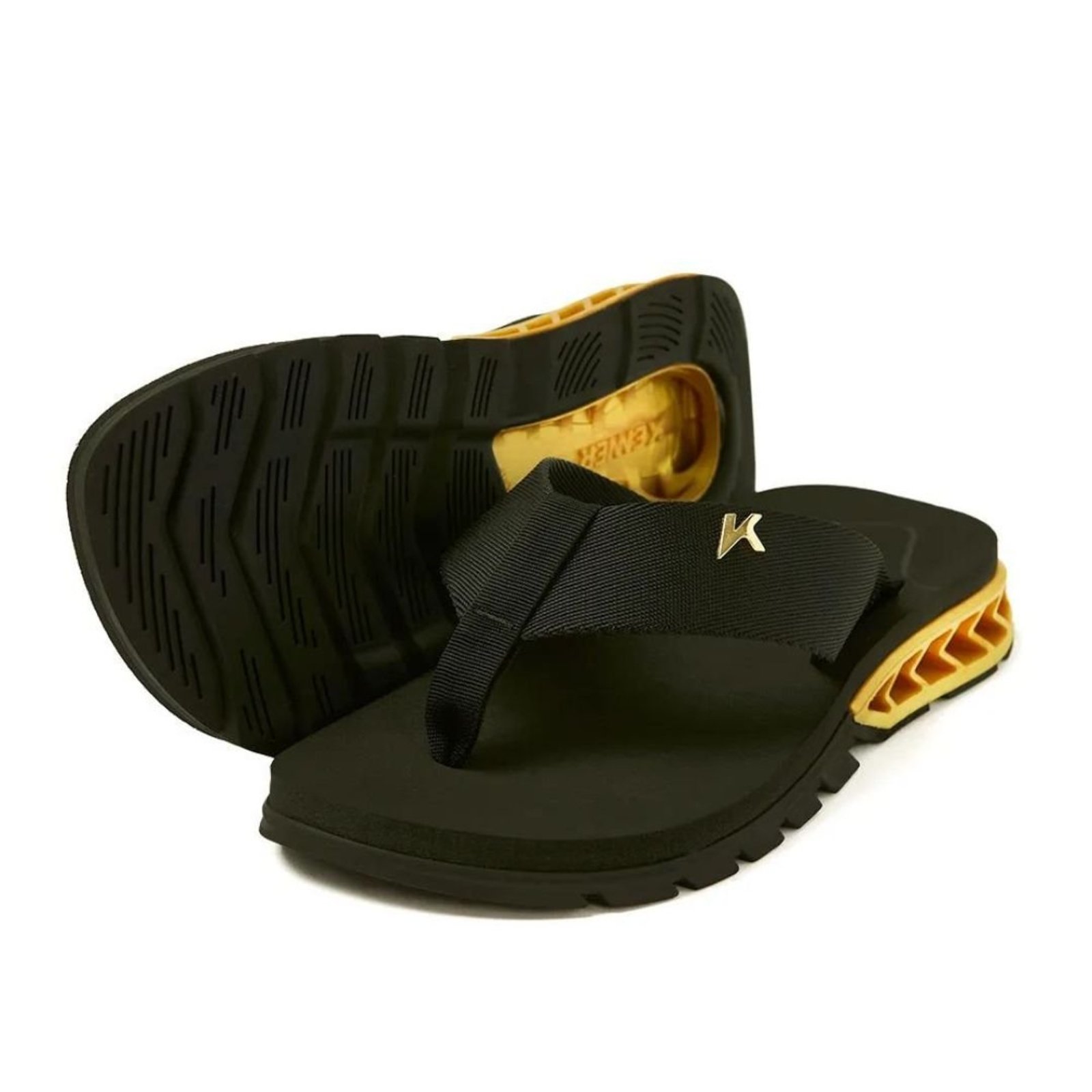 Chinelo Sandália Kenner Rakka DBU-02 - PRETO/PRETA/DOURADO