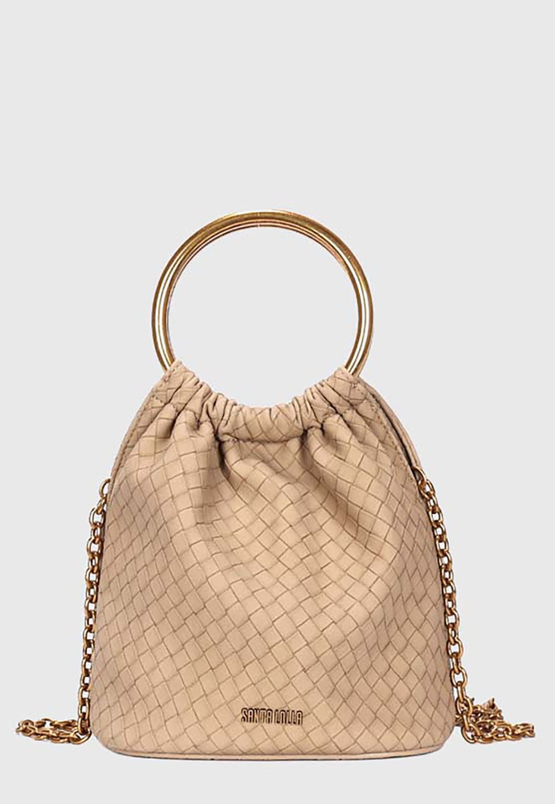 Bolsa Feminina Santa Lolla Saco Alça Corrente Bege