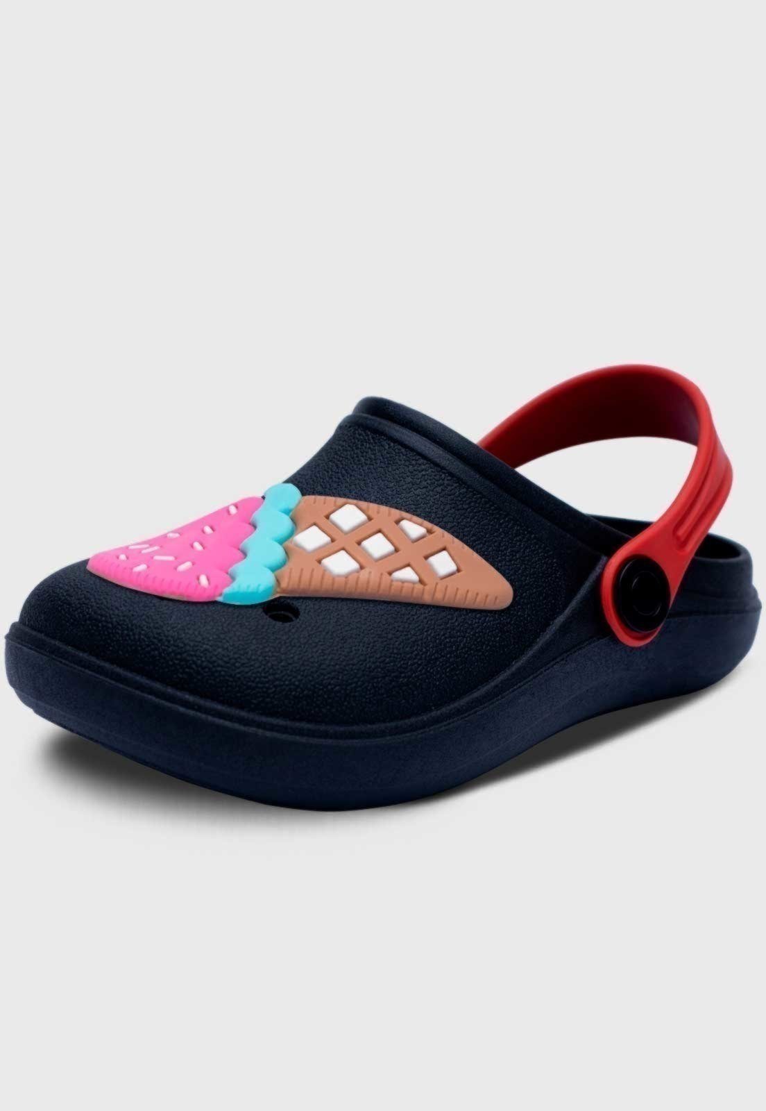 Infantil – Babuche Feminino Pópidi Menina Sorvete Preto
