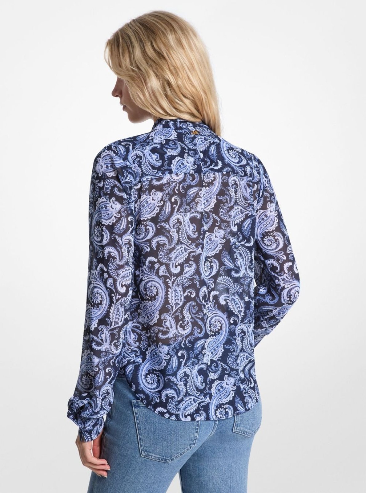 Vista 3 Blusa Paisley Georgette Mf540i8jxp428 Michael Kors azul Michael Kors azul